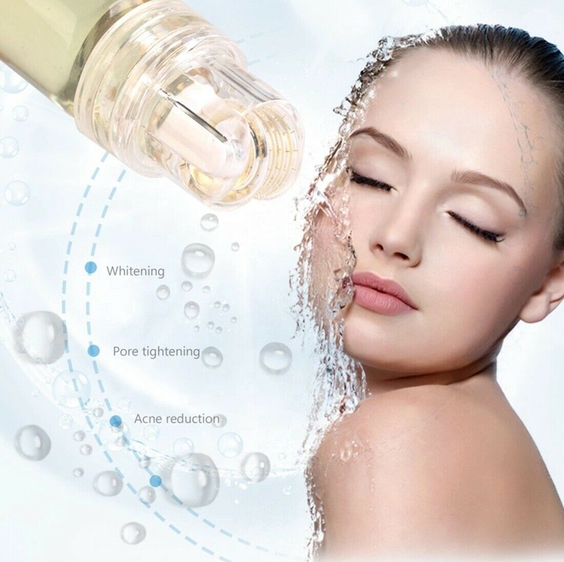 (0.25mm) Hydra Derma Roller 64 Pin Micro Titanium Microneedling Tips Derma Needles Whitening Bottle Roller Serum Injection for Skin Care Anti Aging Face Body Beard Hair Growth 10ml