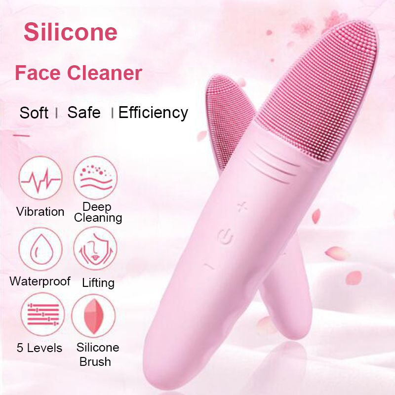 Mini Electric Facial Cleansing Brush Silicone Face Cleaner Deep Pore Cleaning Face Massage Skin Care Tool USB Charging Waterproof Wireless Charging
