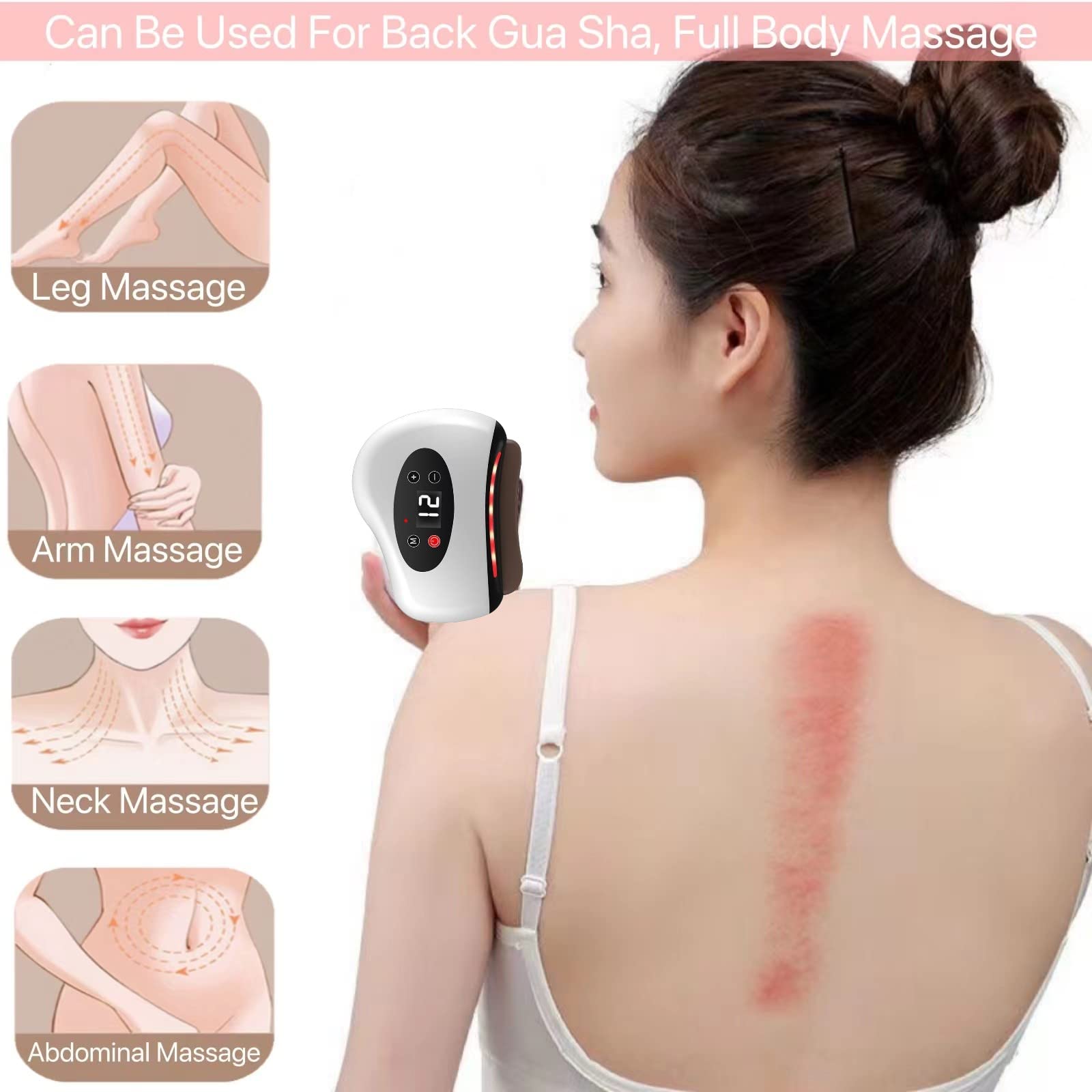 (White) Vibration Scraping Board Facial Gua Sha Electric Stone Lifting Massager Remover Nasolabial Folds Anti Cellulite Anti-Aging Beauty Health Tool
