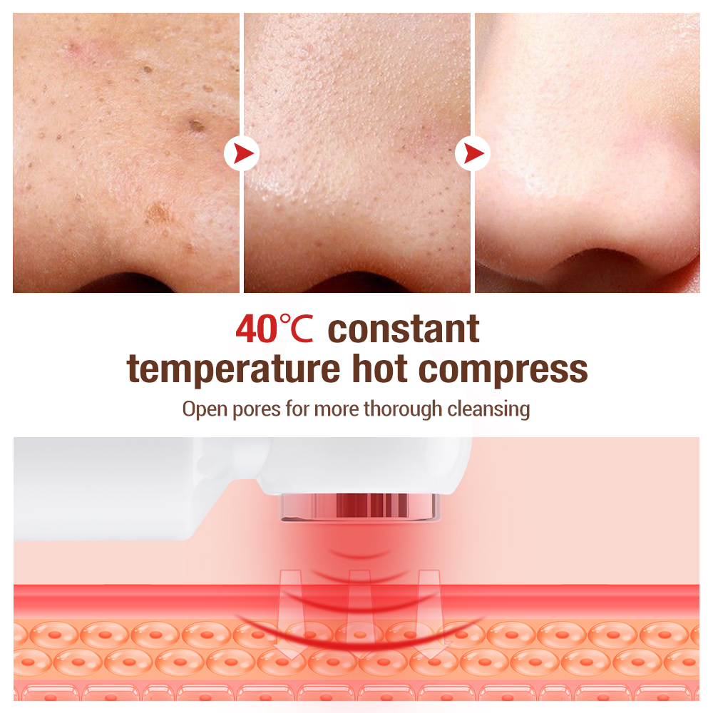Electric Bubble Blackhead Remover Pore Vacuum Face Cleaner Hot Compress Black Dots Extractor Blue Light Sterilization Skin Care Facial Cleaning Device