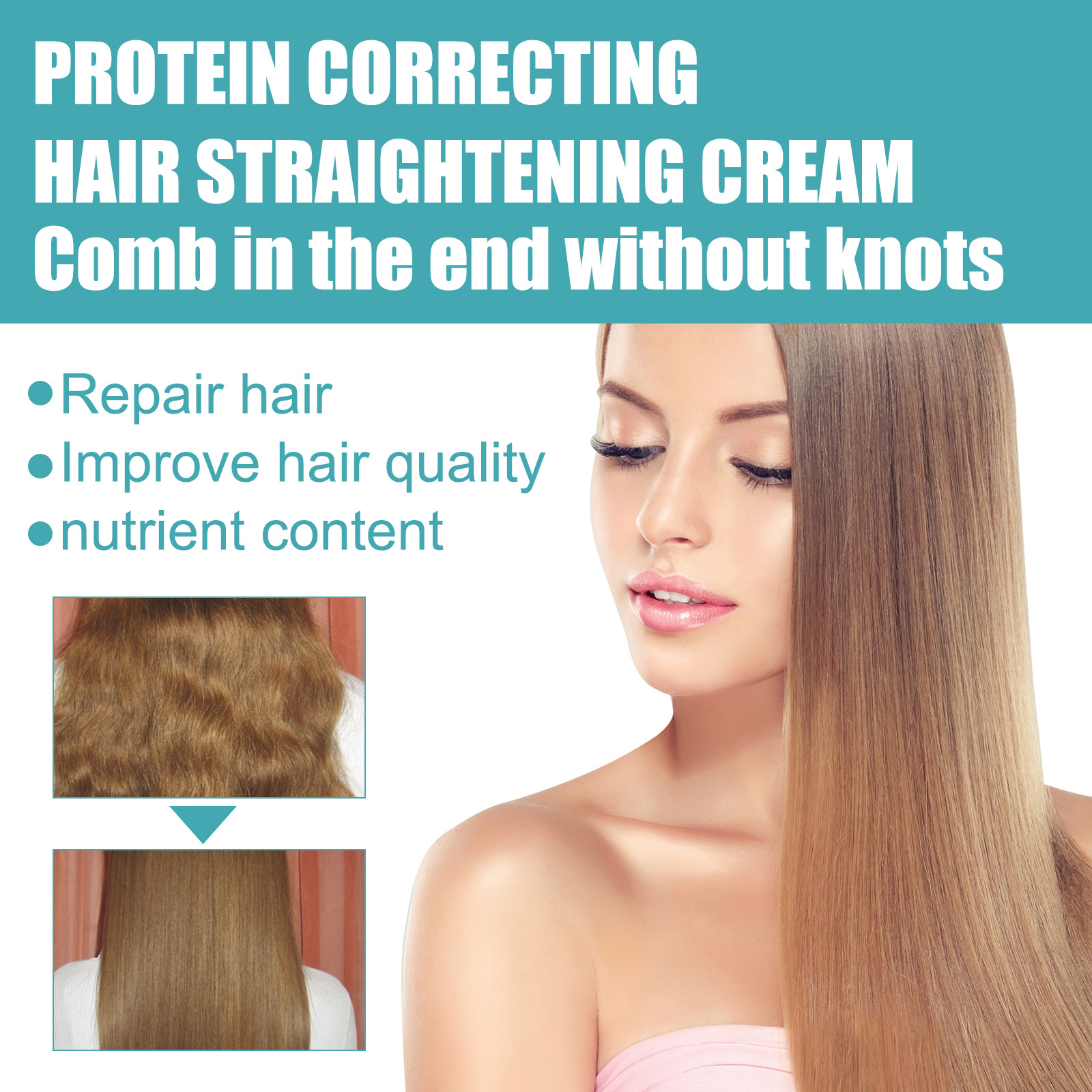 Hair Straightening Cream Hair Straightener Lotion Nourishing Fast Smoothing for Short-Tempered Open Fork Repair And Mainte Damaged Hairnance 60ml