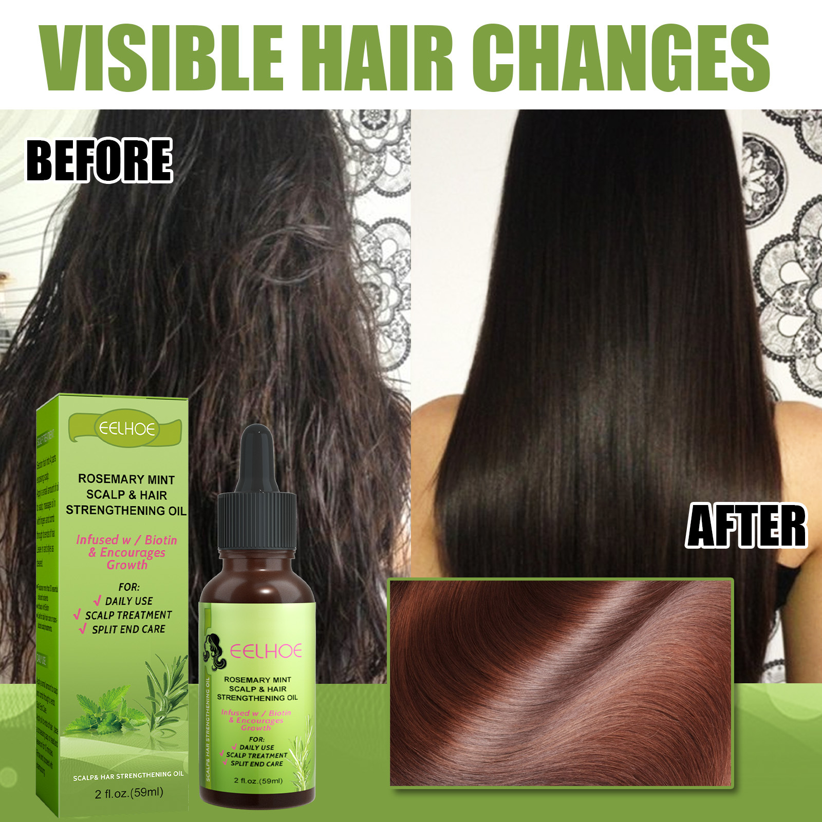 Hair Follicle Hair Spray Mint Plant Extract Essential Hair Oil Ginger Hair Nutrient Solution Hair Nutrient Solution Repairing Damaged Frizz Dry Hair