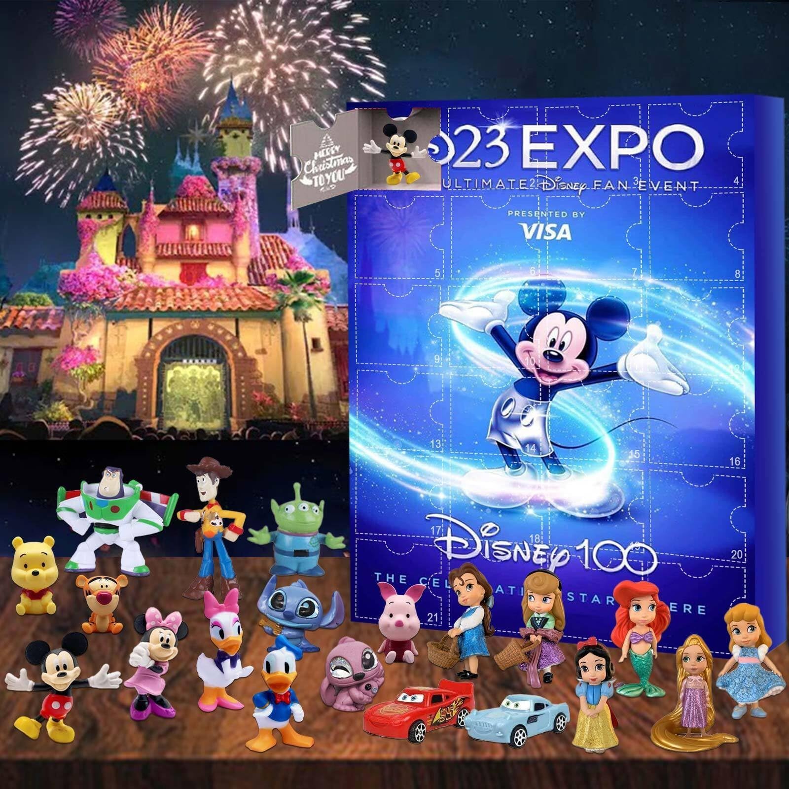 Christmas Advent Calendar Disney Cartoon Characters Mickey Anime Figure Advent Surprise Toys for Children 2024 Xmas Gift