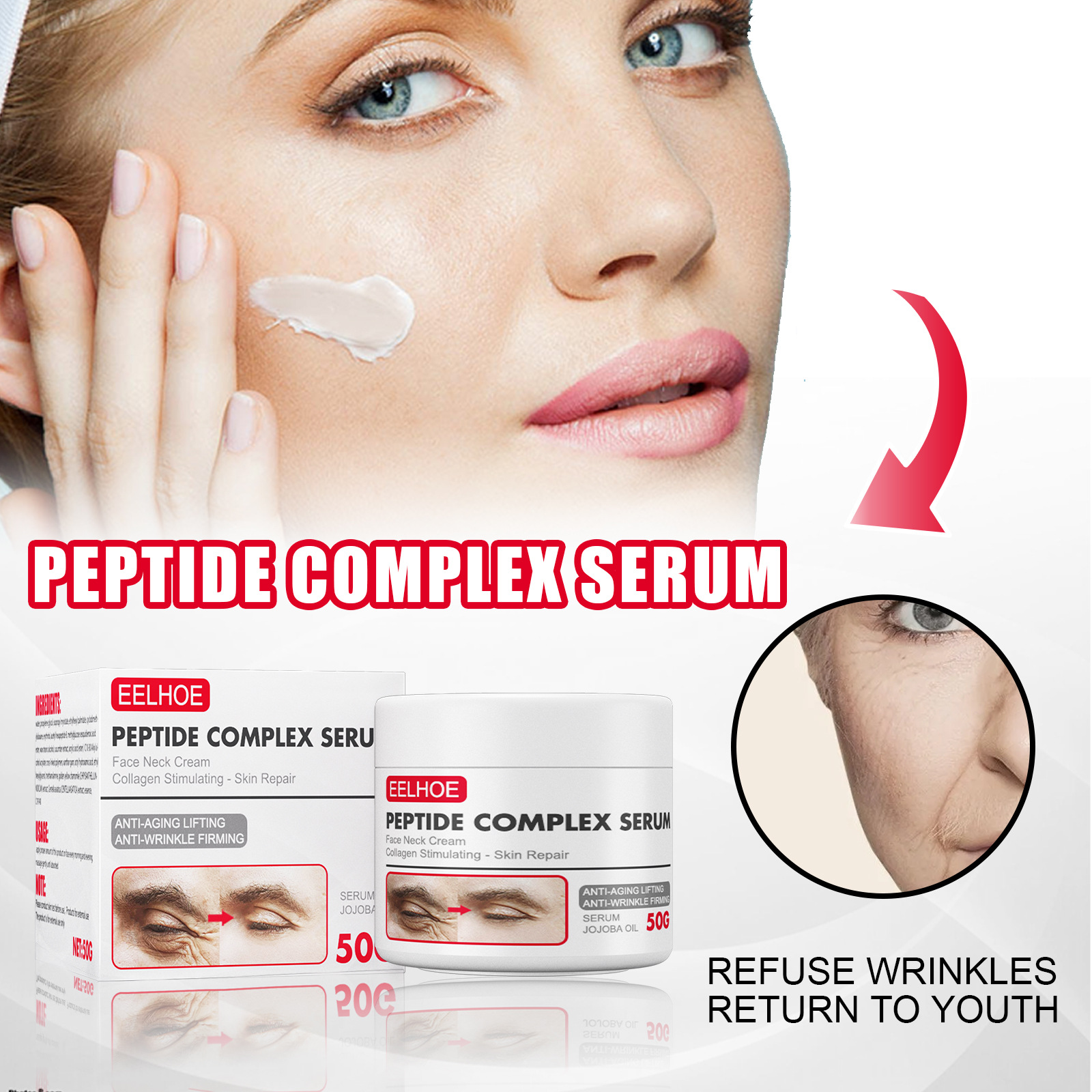 Anti Aging Face Cream Peptide Complex Serum Cream Day and Night Serum Facial Moisturizer Pulling Tightening Anti Wrinkle