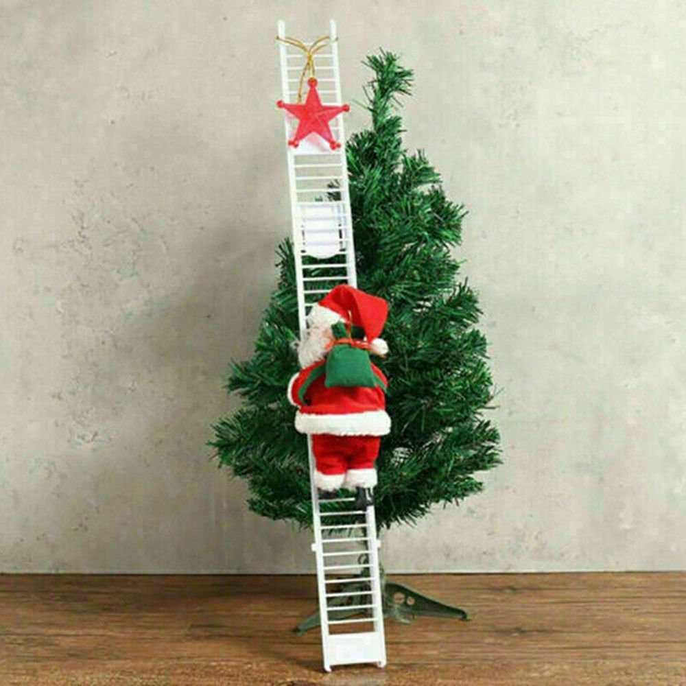 Electric Santa Claus Climbing Ladder Christmas Ornament Decorations Christmas Tree Indoor Outdoor Party Decor