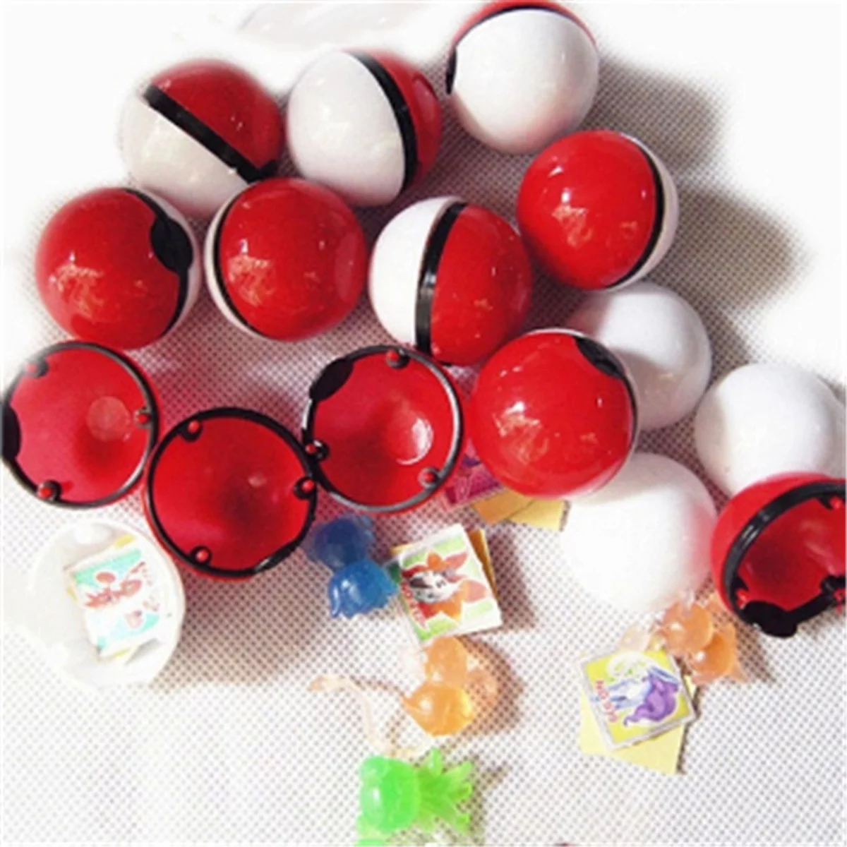 (Red) Pokemon Go Pokeball Pop-up Ball Anime Game Pocket Ball Mini Monsters Action Figure Toy Pikachu Charmander Squirtle Snorlax Series Model Doll 36pcs Set