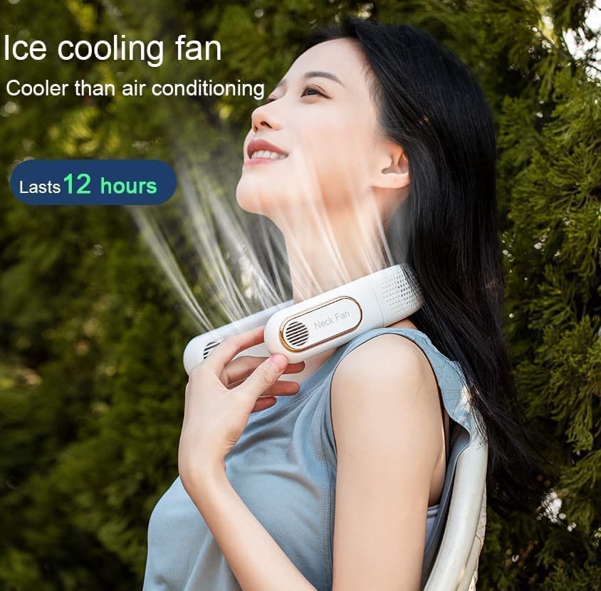 3 Speed Wearable Hanging Neck Fan Air conditioner 4 Turbo Motor LED Display Gift for Men Women