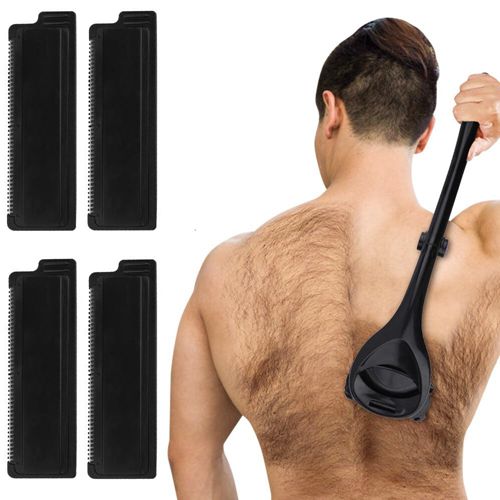 Manual Back Hair Shaver for Men Foldable Long Handle Body Hair Trimmer with Double Blade