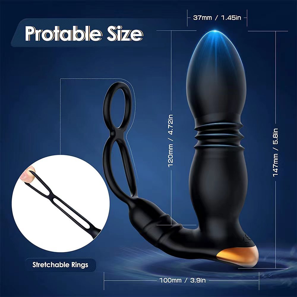 Anal Toys Cock Ring Male Sex Toys for Men Thrusting Prostate Massager Anal Plug Vibrator Stimulator Delay Ejaculation Lock Ring Anal Butt Plug Dildos