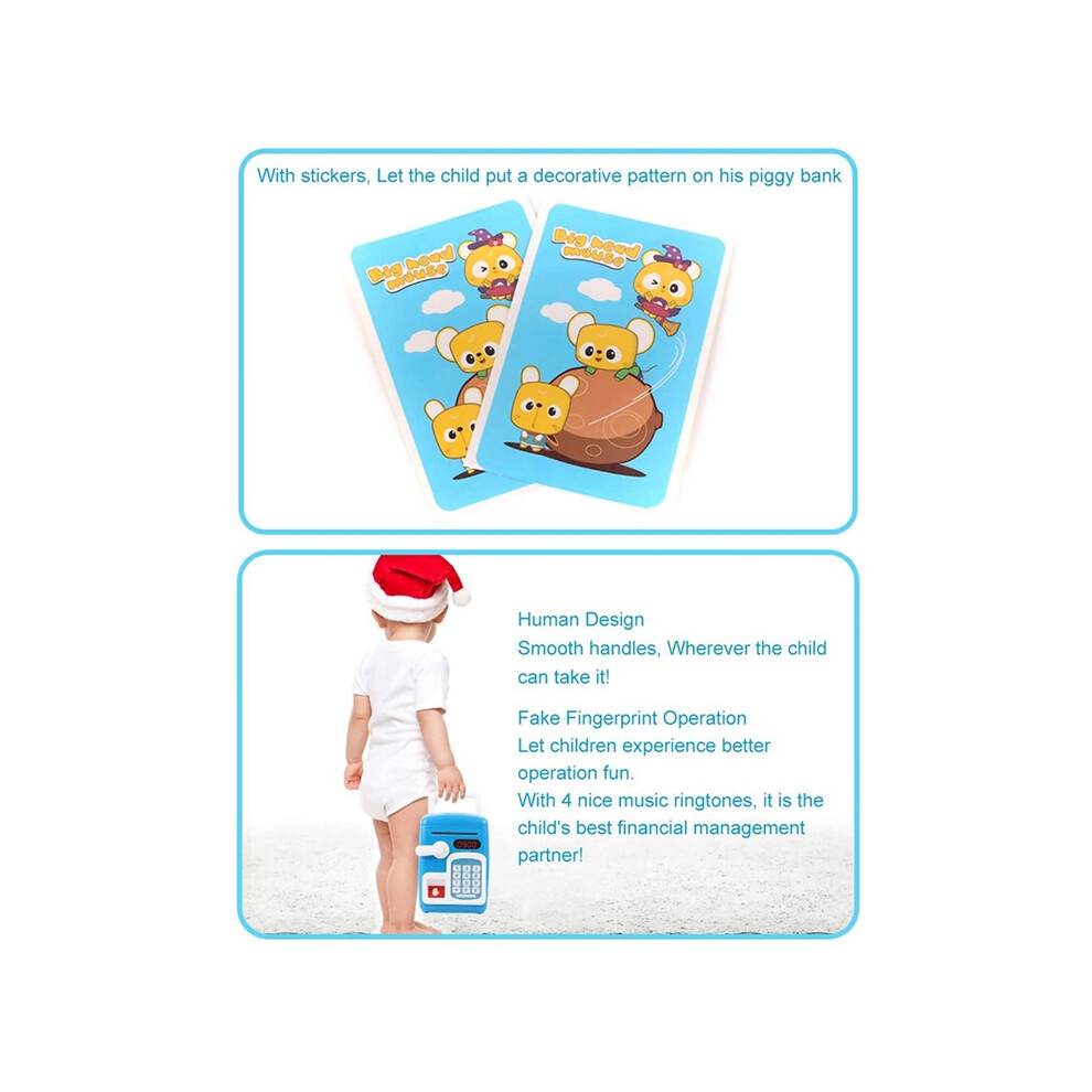 Piggy Bank Toy For Kid,Simulate Fingerprint/Electronic Password Safe Box ATM Bank,Auto Paper Money Scroll Coin Bank