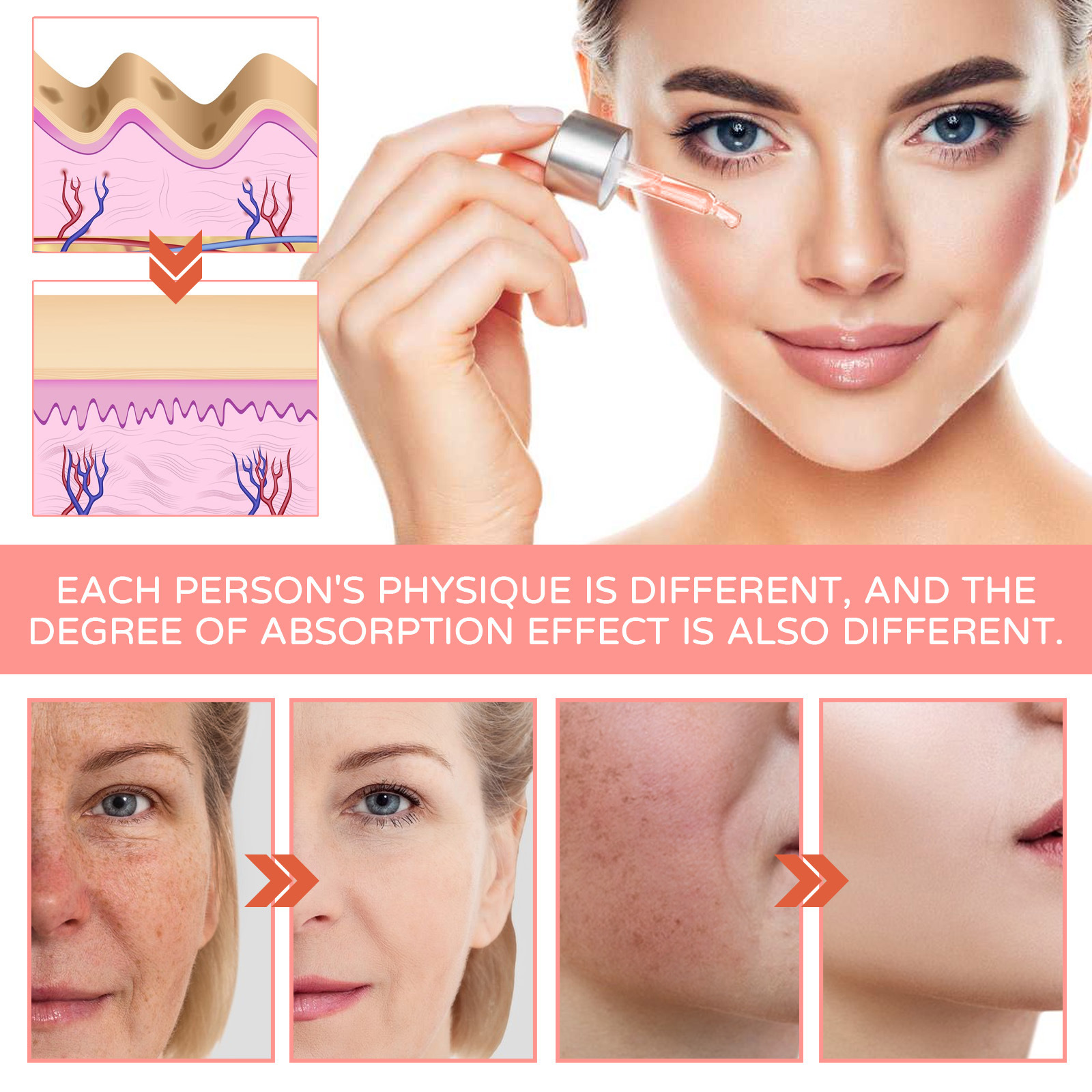 Jaysuing 5 In 1 Facial Serum Fade Fine Lines Firming Skin Shrink Pores Moisturizing Hyaluronic Acid Face Serum