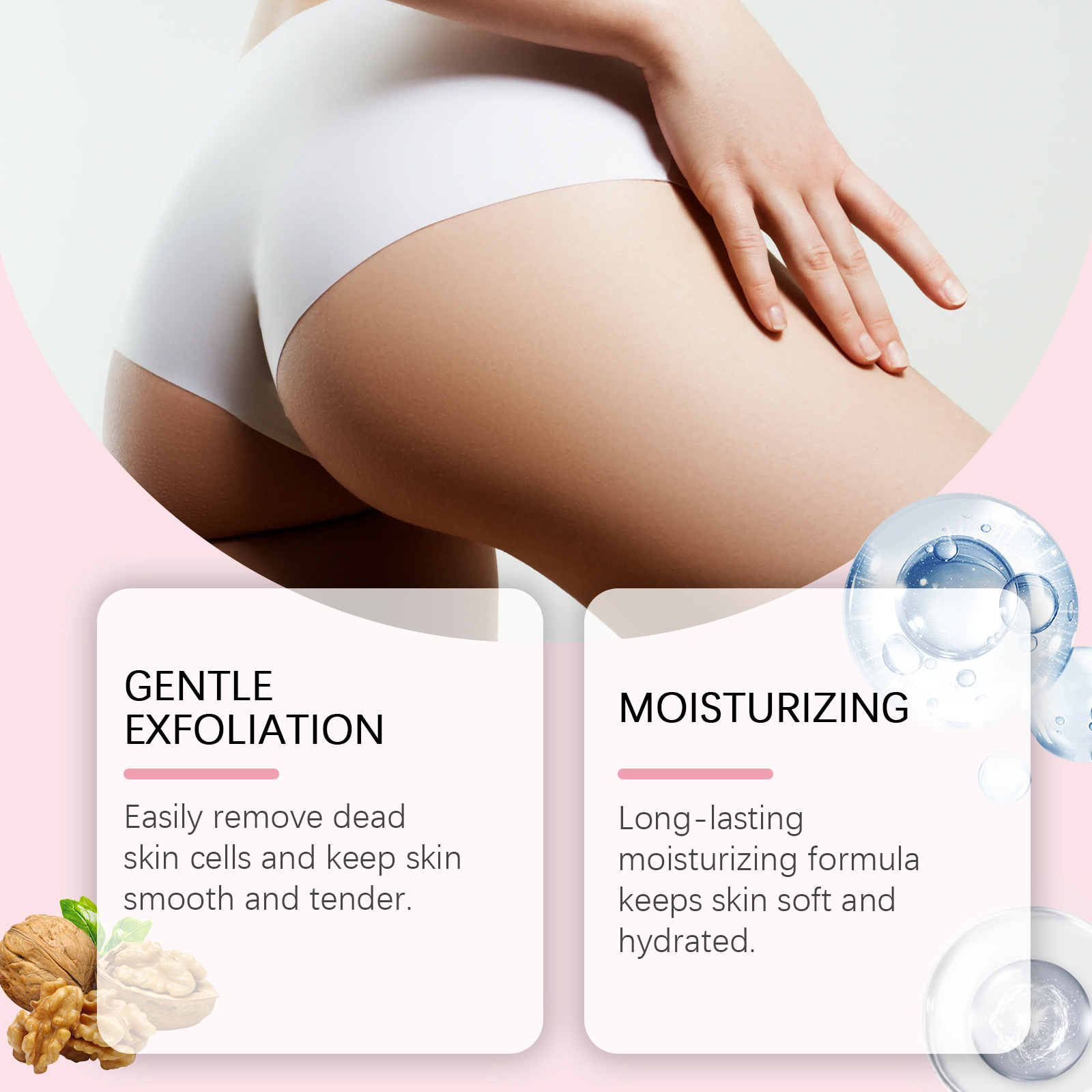 OCEAURA Gentle Buttock Exfoliating Scrub for Smooth Skin and Body Care