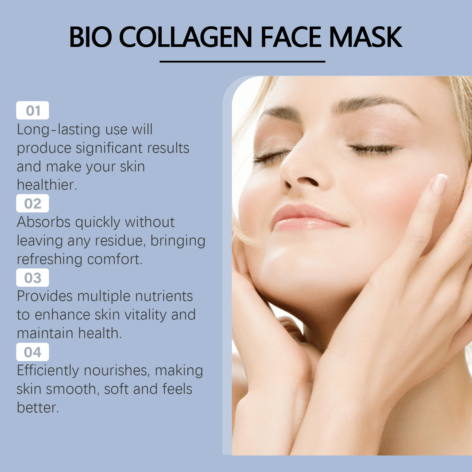 (1 PC) Bio Collagen Face Mask Fades Fine Lines Hydrating Moisturizing Firming Brighten Shrink Pores Rejuvenation Hyaluronic Acid Wrapping Mask Korean