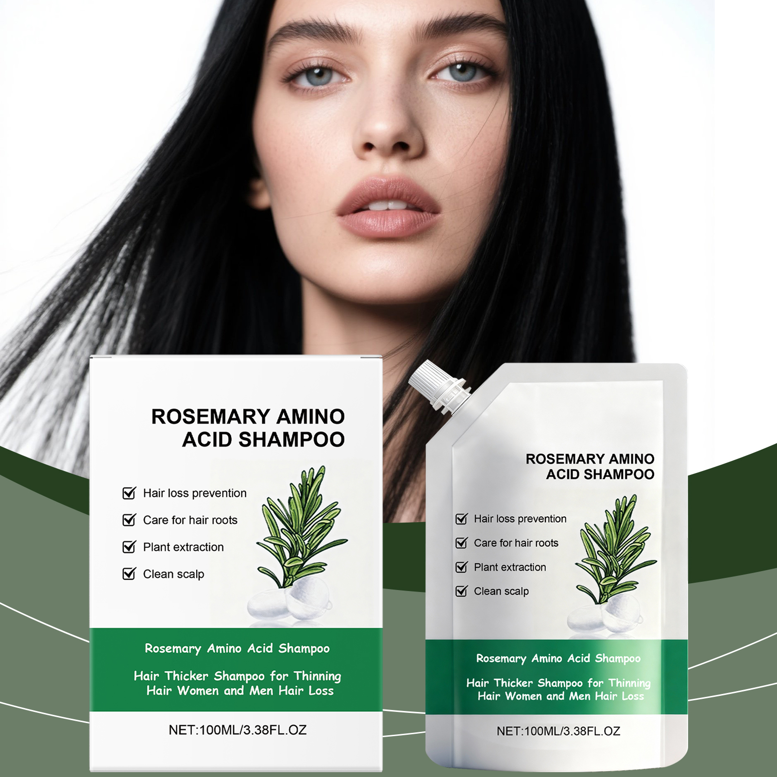 Organic Rosemary Hair Growth Shampoo Thickening Hydrolyzed Keratin Dry Frizzy Damaged Repair Moisturizing Scalp Cleaning Shampoo ﻿