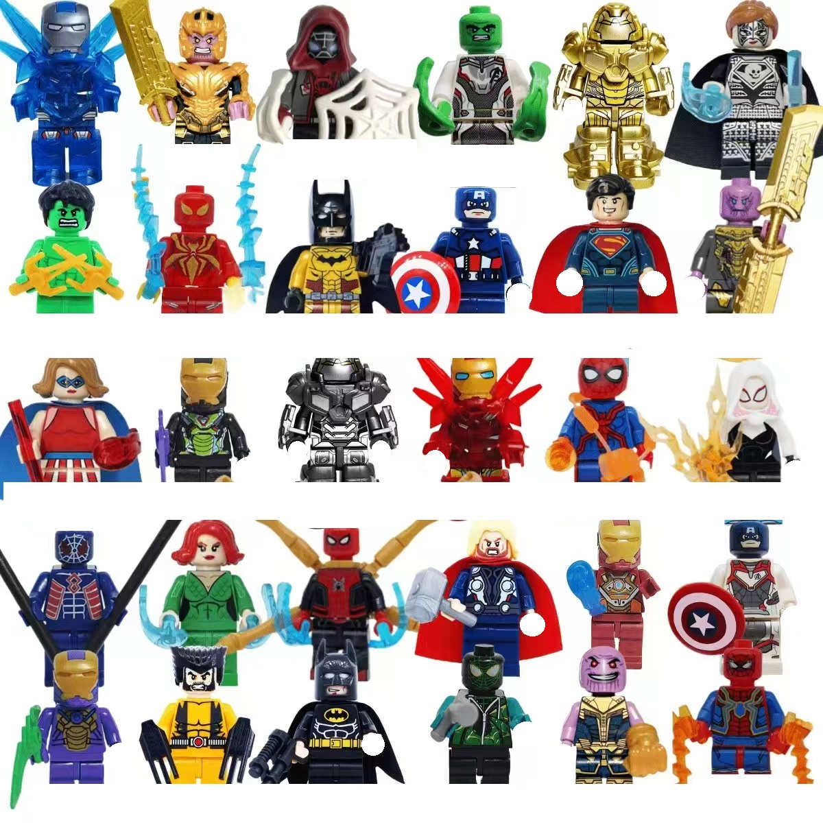 (30 pieces per set) Marvel Superhero Spider Man Iron Man Thanos Mini Building Blocks Anime Characters Children Toy Gifts