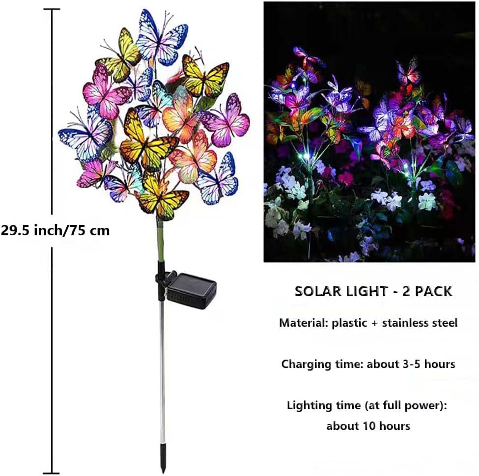 (Lily) Solar Lights Outdoor Garden Lights Solar Powered Colourful Changing Waterproof Garden Ornaments for Yard Patio Pathway Birthday Christmas Decorations