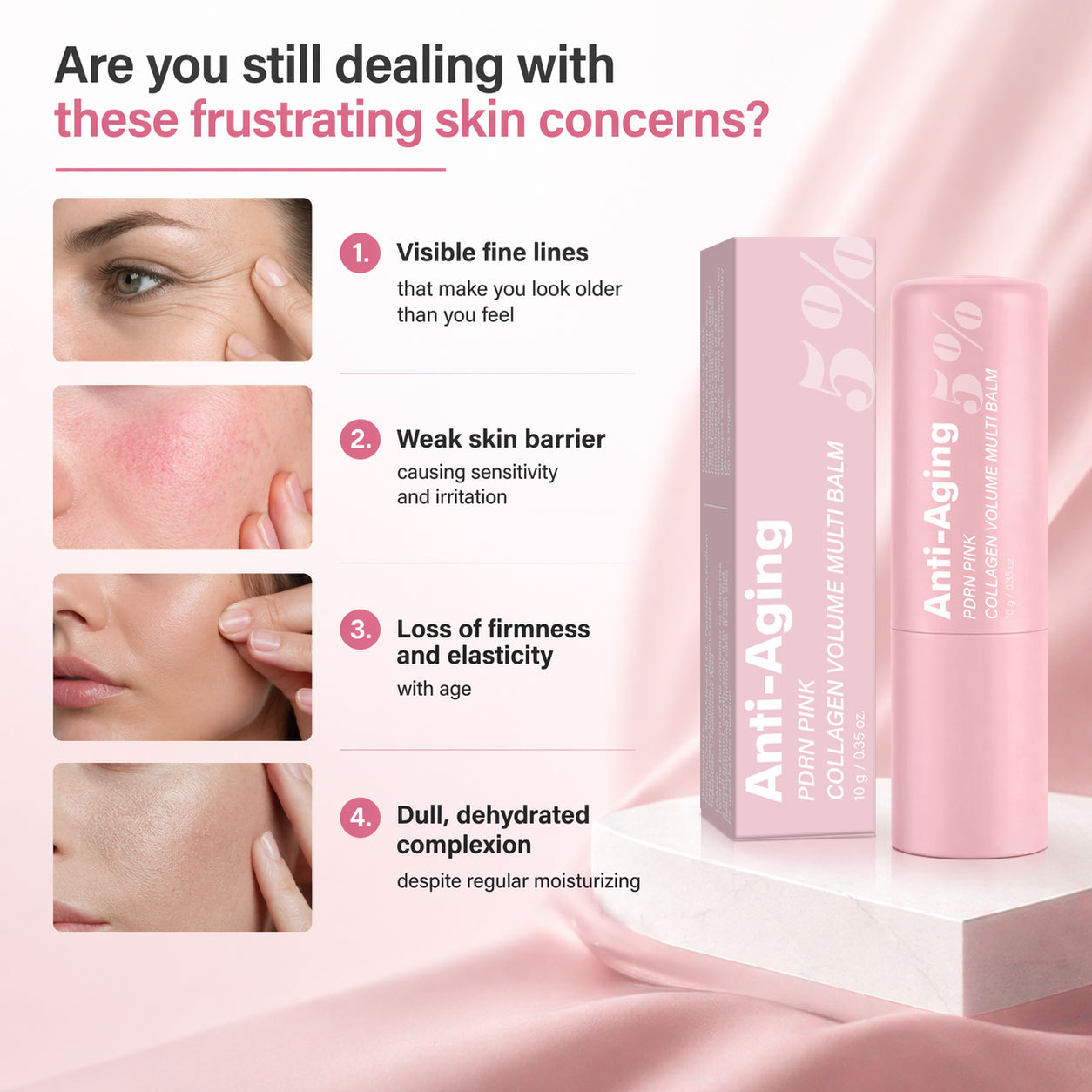 PDRN Pink Collagen Plumping Multi Effect Balm For Firming Hydrating And Skin Renewal
