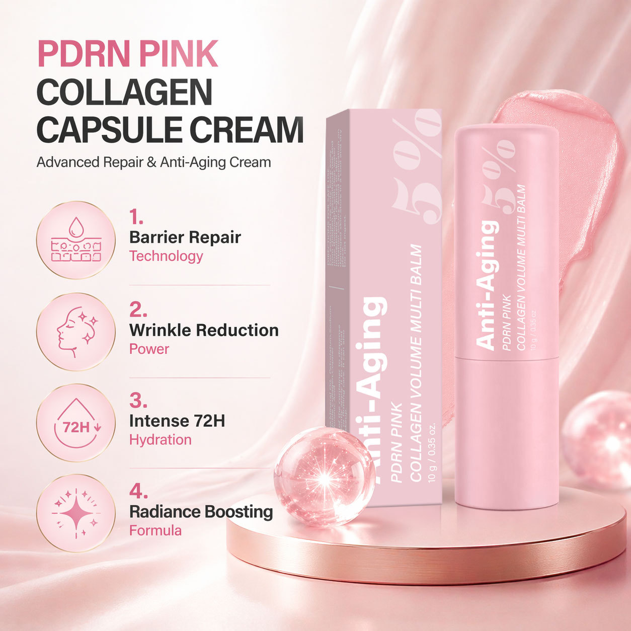 PDRN Pink Collagen Plumping Multi Effect Balm For Firming Hydrating And Skin Renewal