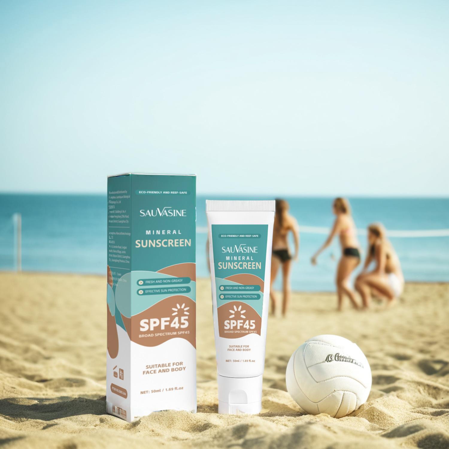 Mineral Sunscreen Cream Lightweight UV Protection Non Greasy Face Moisturiser for Daily Home Use Natural 50ml