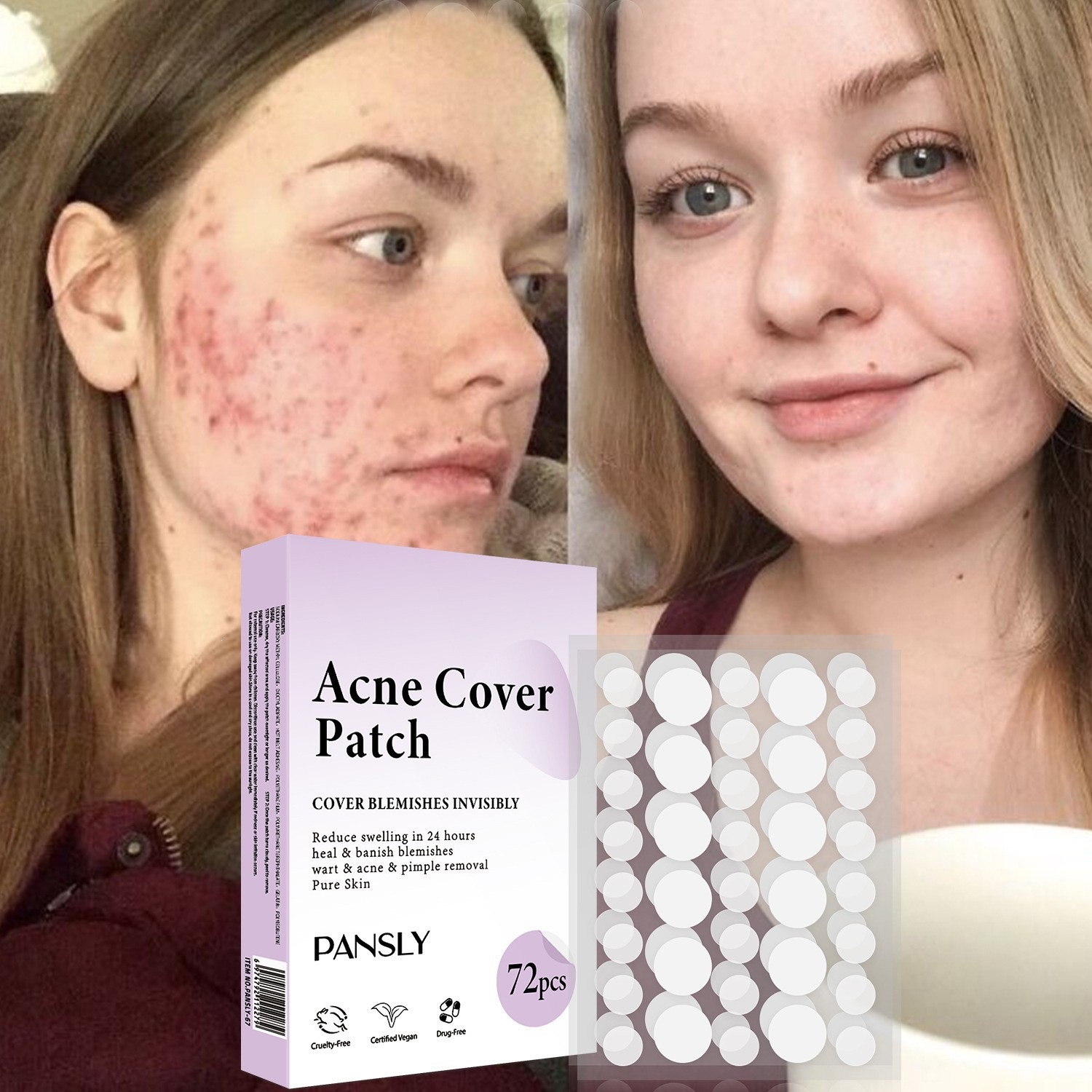 Invisible Acne Patch Hydrocolloid Blemish Spot Cover for Pimples Blackheads Zit Removal Daily Skin Care Natural