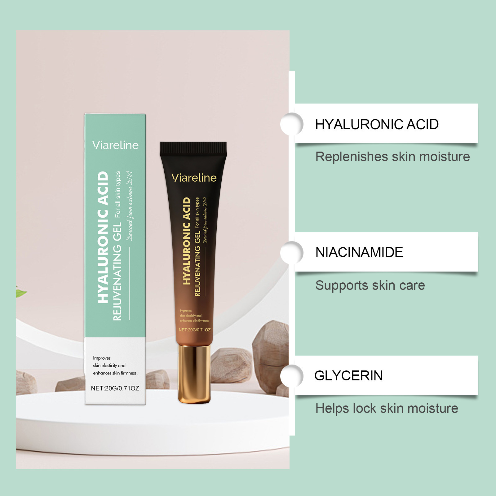 Hyaluronic Acid Revitalizing Gel For Hydrating Soothing And Softening Daily Gentle Face Care