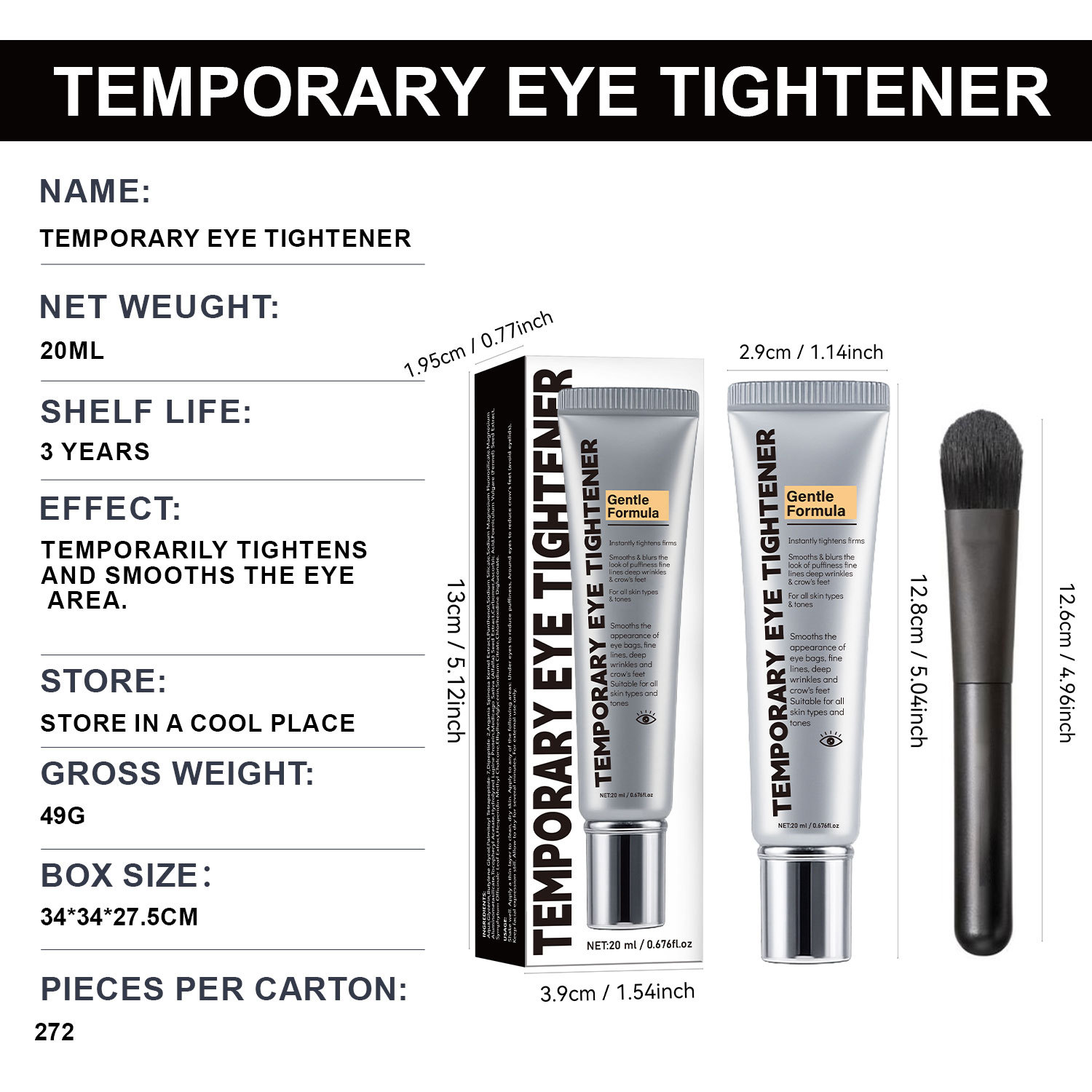 Eye Tightener Firming Lifting Instant Wrinkle Reducing Cream For Puffiness And Dark Circles Under Eye Daily Care Treatment 20g