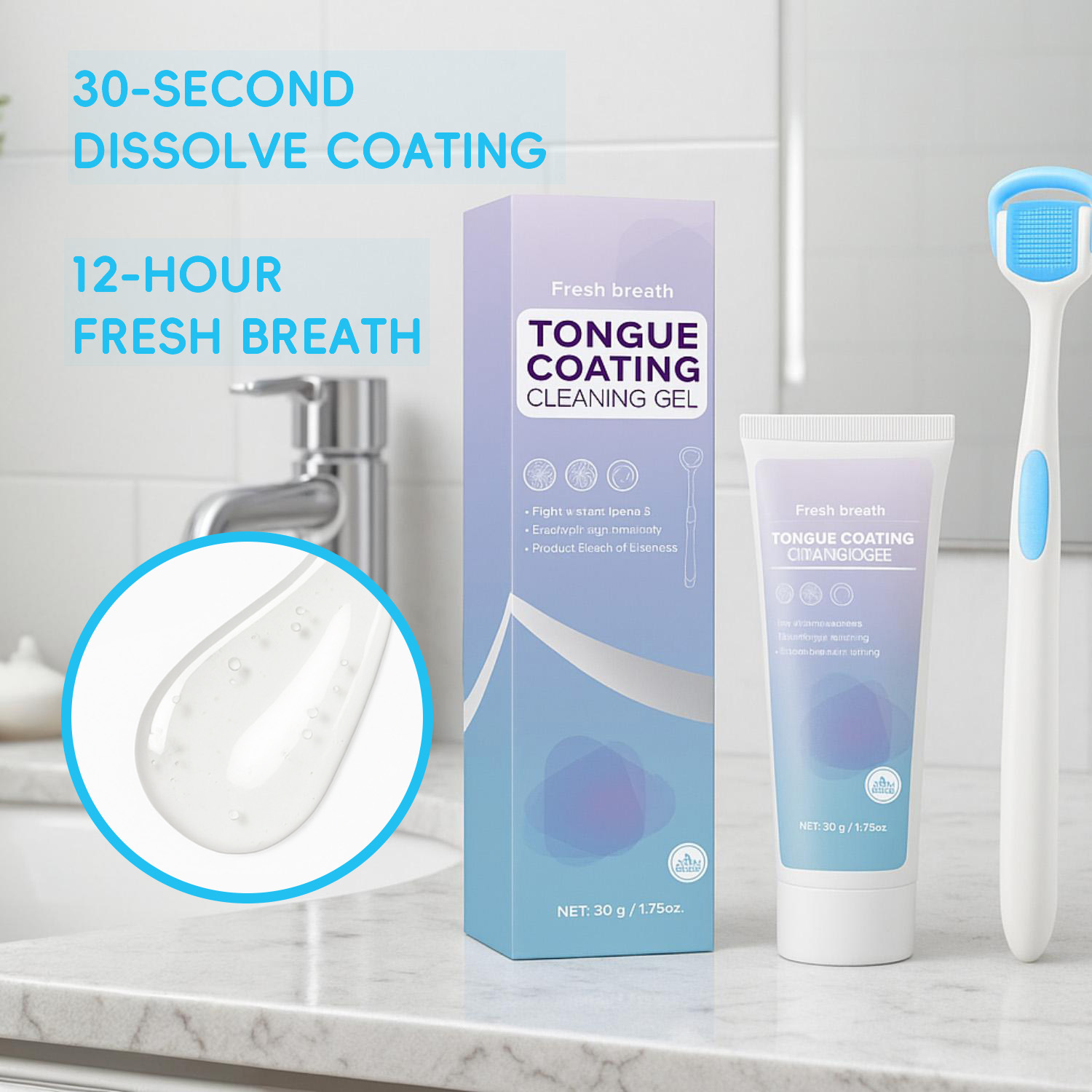 Tongue Cleaner Gel For Bad Breath Removal And Oral Hygiene With Tongue Scraper Tool Daily Care 50g