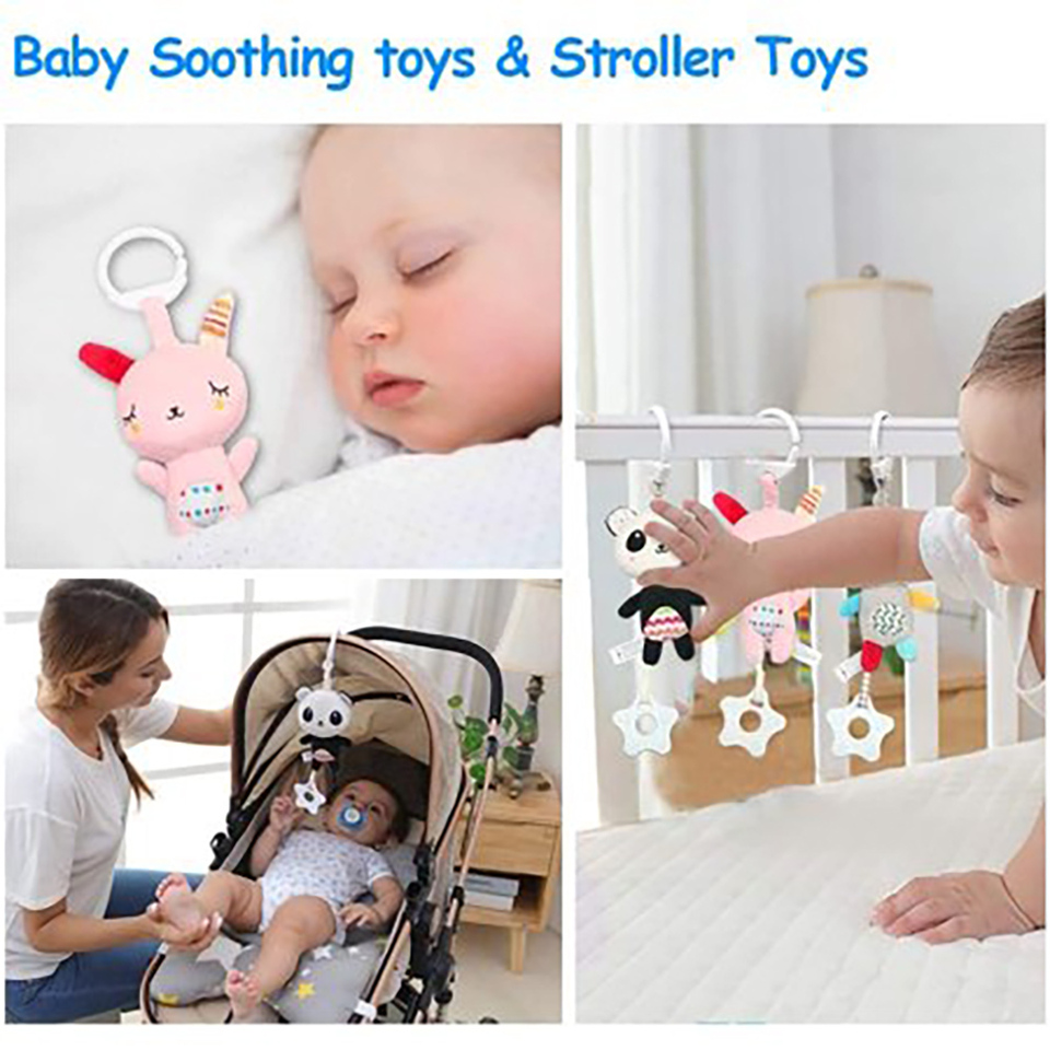 (rabbit) Baby Rattles with Teethers Soft Plush Stroller Car Seat Crib Baby Hanging Toys Development Infant Toy for Newborn Bebe Gifts