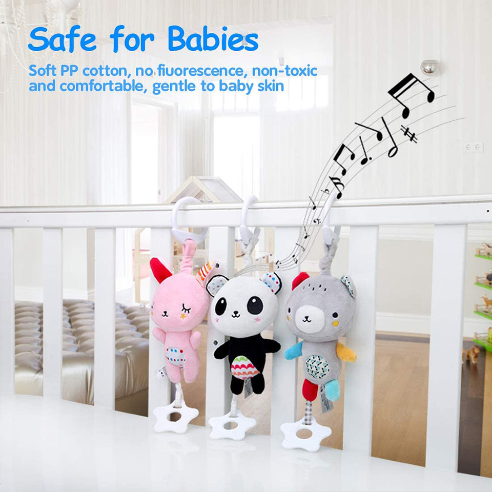 (rabbit) Baby Rattles with Teethers Soft Plush Stroller Car Seat Crib Baby Hanging Toys Development Infant Toy for Newborn Bebe Gifts