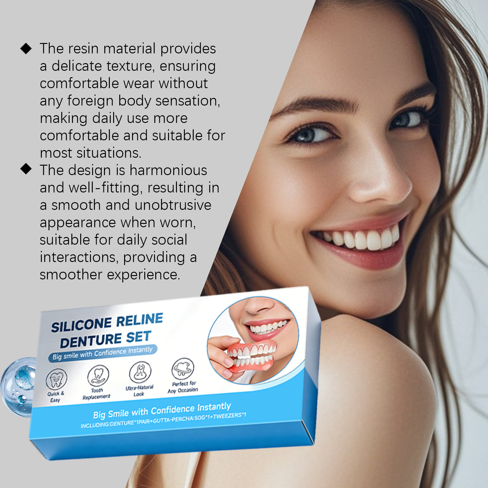 Denture Modifying Kit Comfortable Material Stable Wearing Easy Operation Convenient Improve Aesthetics Daily Care Set