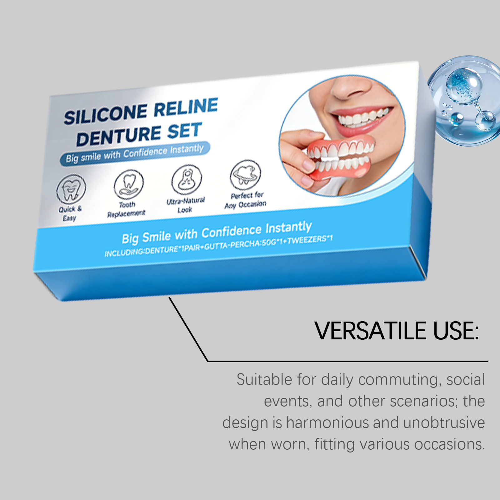 Denture Modifying Kit Comfortable Material Stable Wearing Easy Operation Convenient Improve Aesthetics Daily Care Set