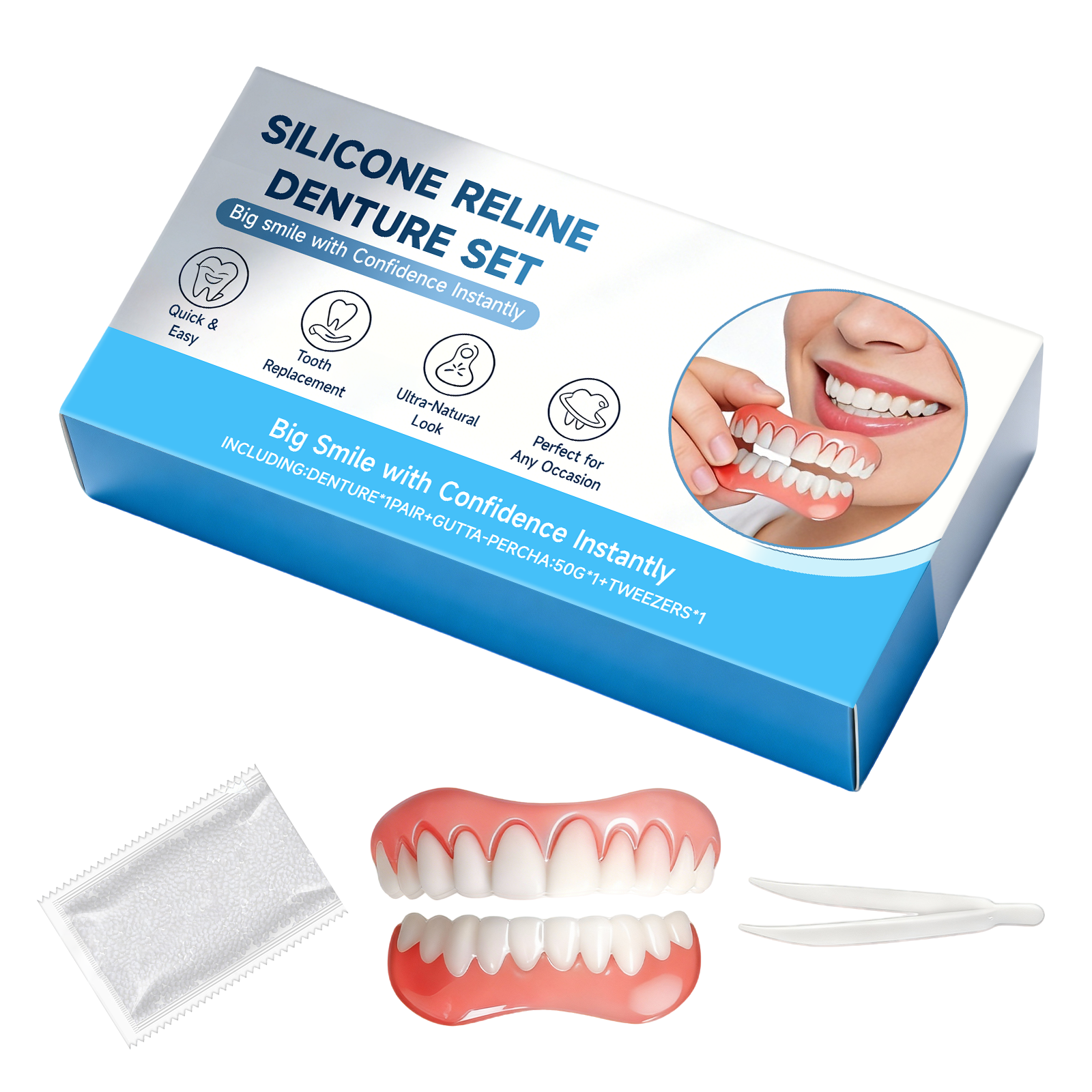 Denture Modifying Kit Comfortable Material Stable Wearing Easy Operation Convenient Improve Aesthetics Daily Care Set