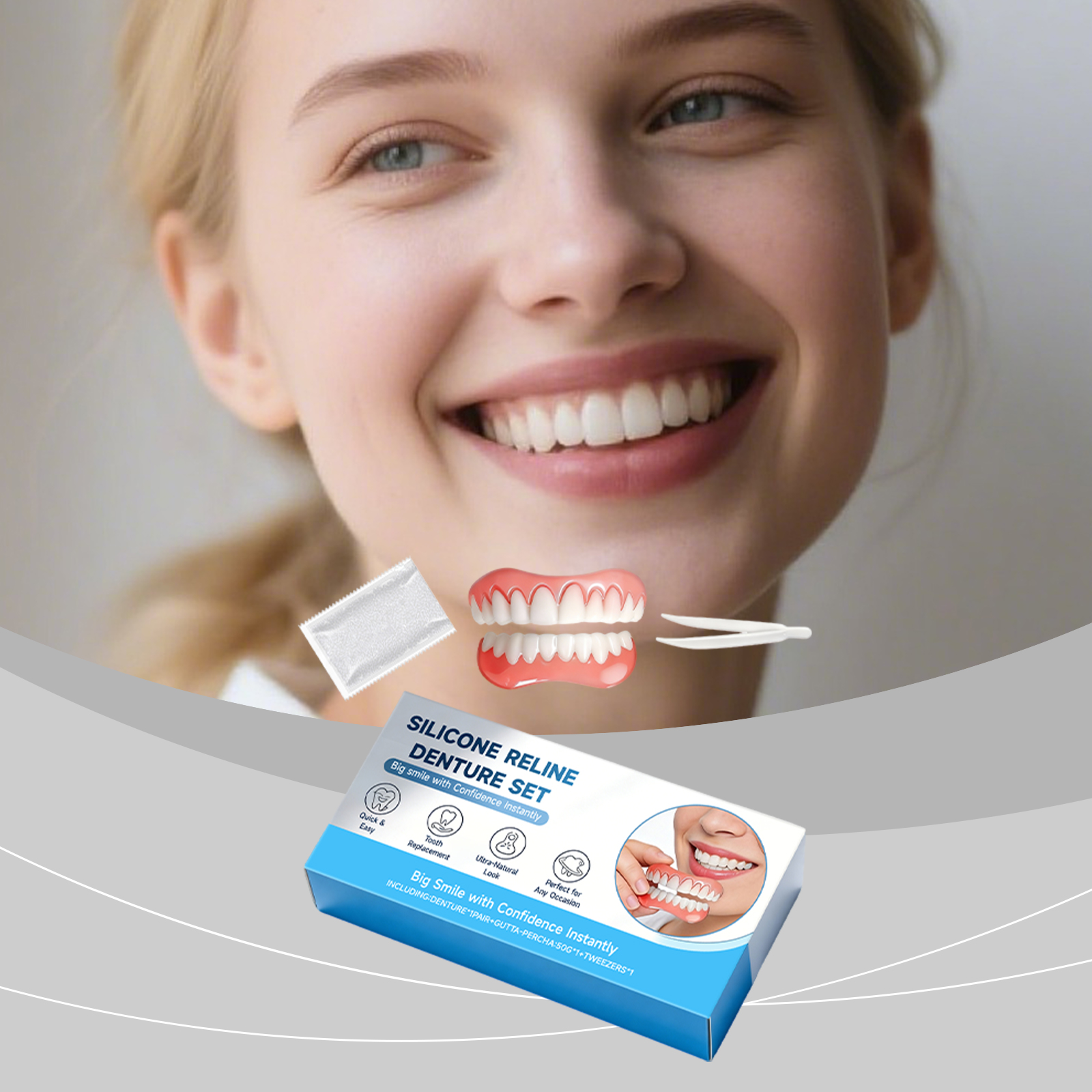 Denture Modifying Kit Comfortable Material Stable Wearing Easy Operation Convenient Improve Aesthetics Daily Care Set