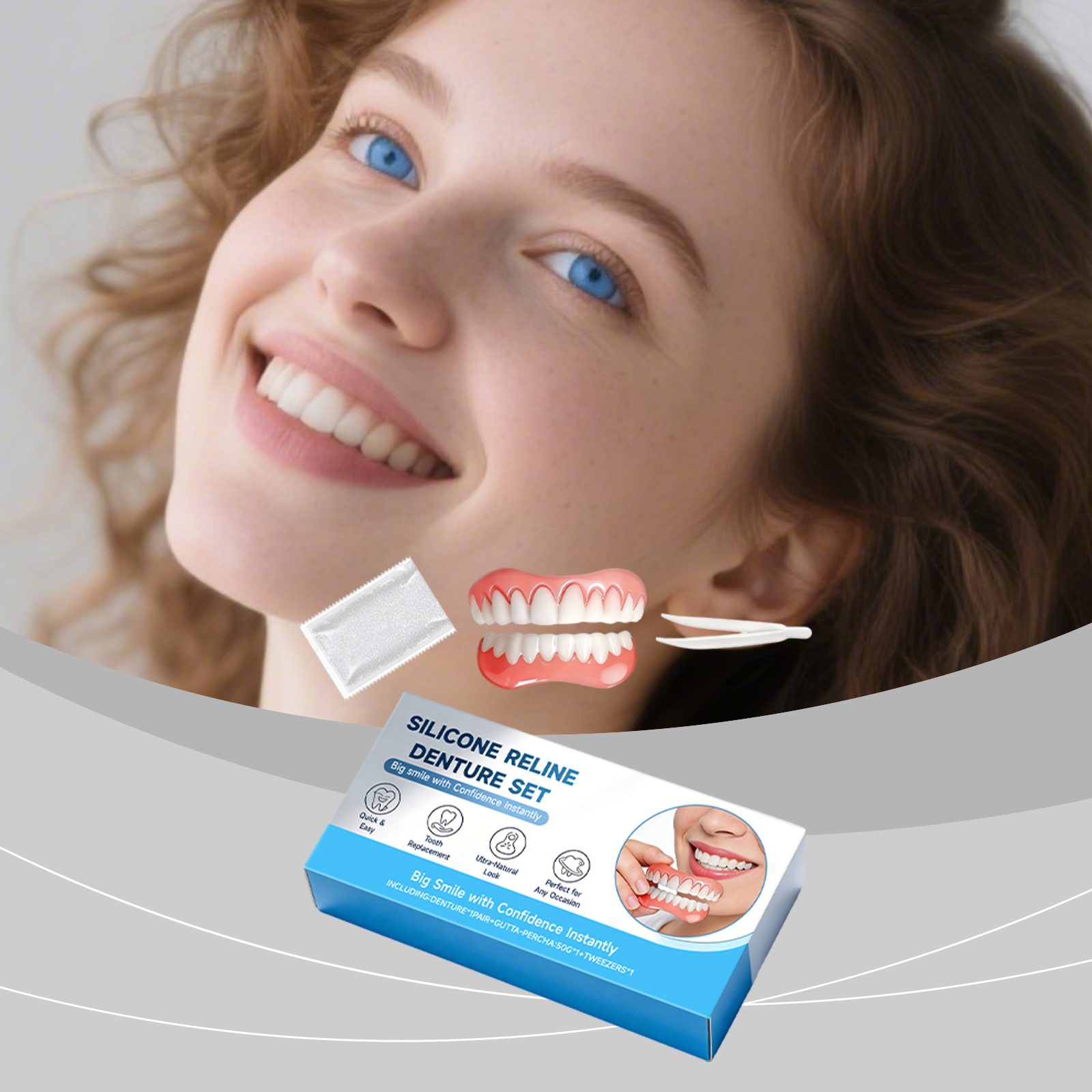 Denture Modifying Kit Comfortable Material Stable Wearing Easy Operation Convenient Improve Aesthetics Daily Care Set