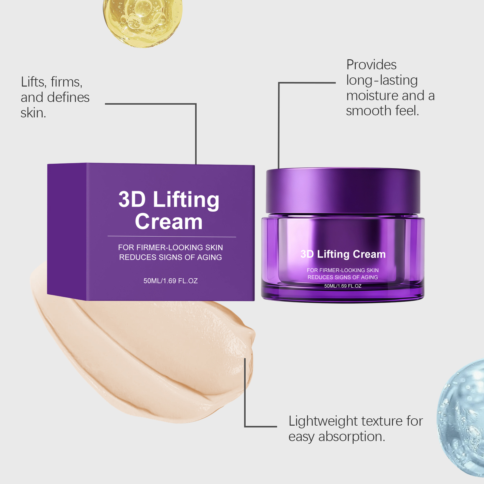 Facial Cream Daily Face Mild Skin Friendly Hydrating Moisturizing Nourishing Tender Smooth Fast Absorbed