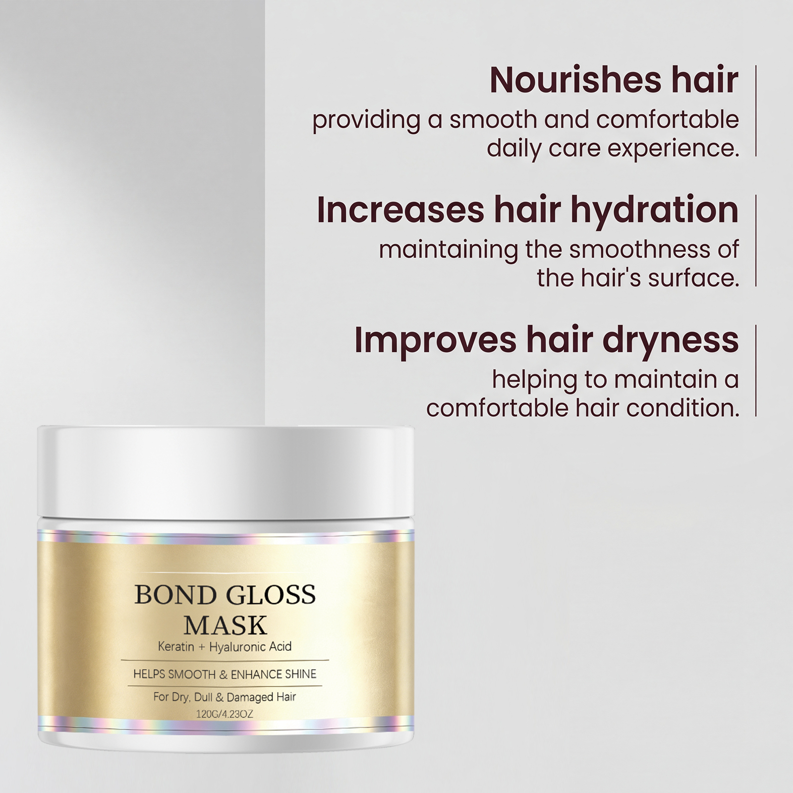 Smooth Glossy Hair Mask Hydrating Nourishing Moisturizing Soft Silky Fresh Floppy For Dry Damaged Hair Strands