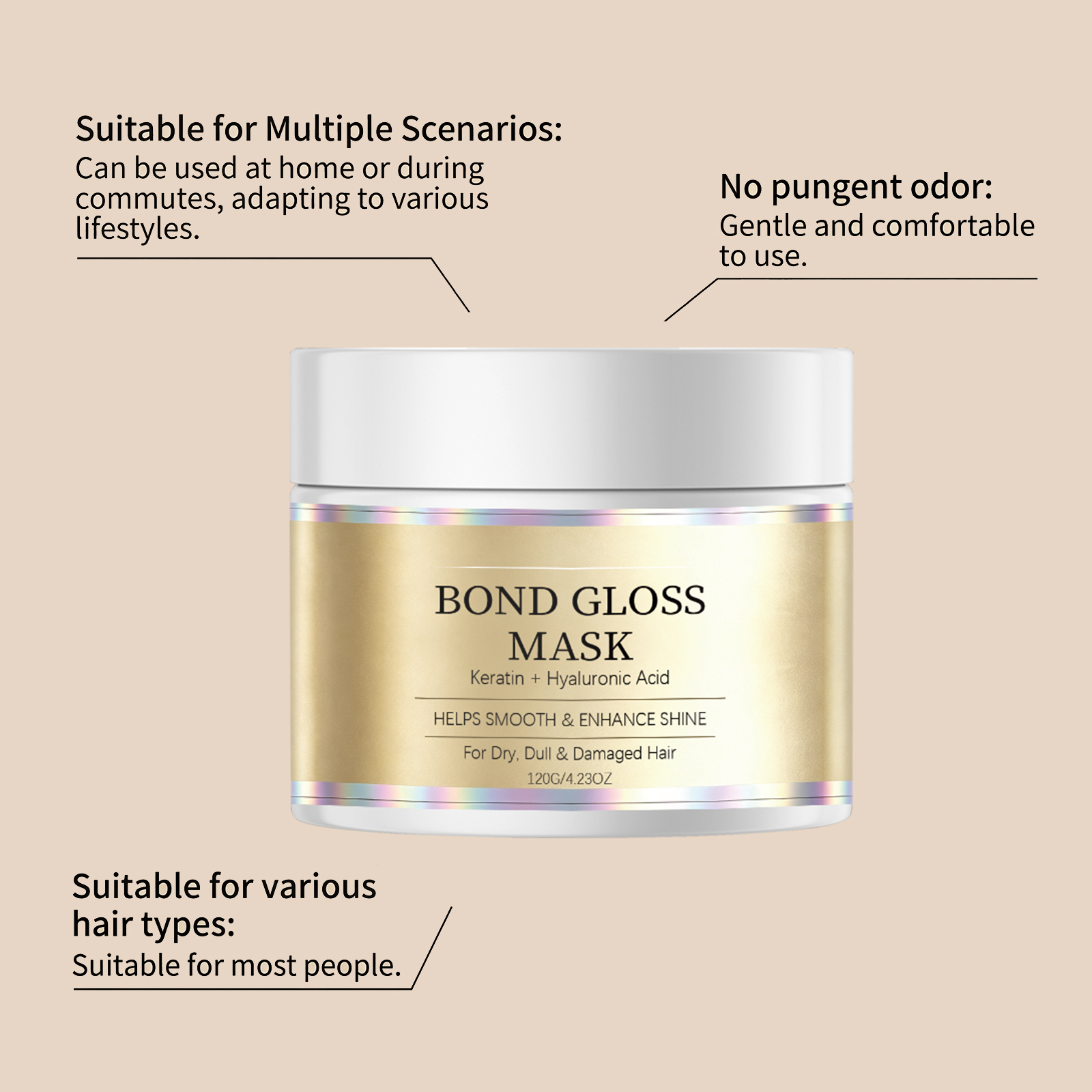 Smooth Glossy Hair Mask Hydrating Nourishing Moisturizing Soft Silky Fresh Floppy For Dry Damaged Hair Strands