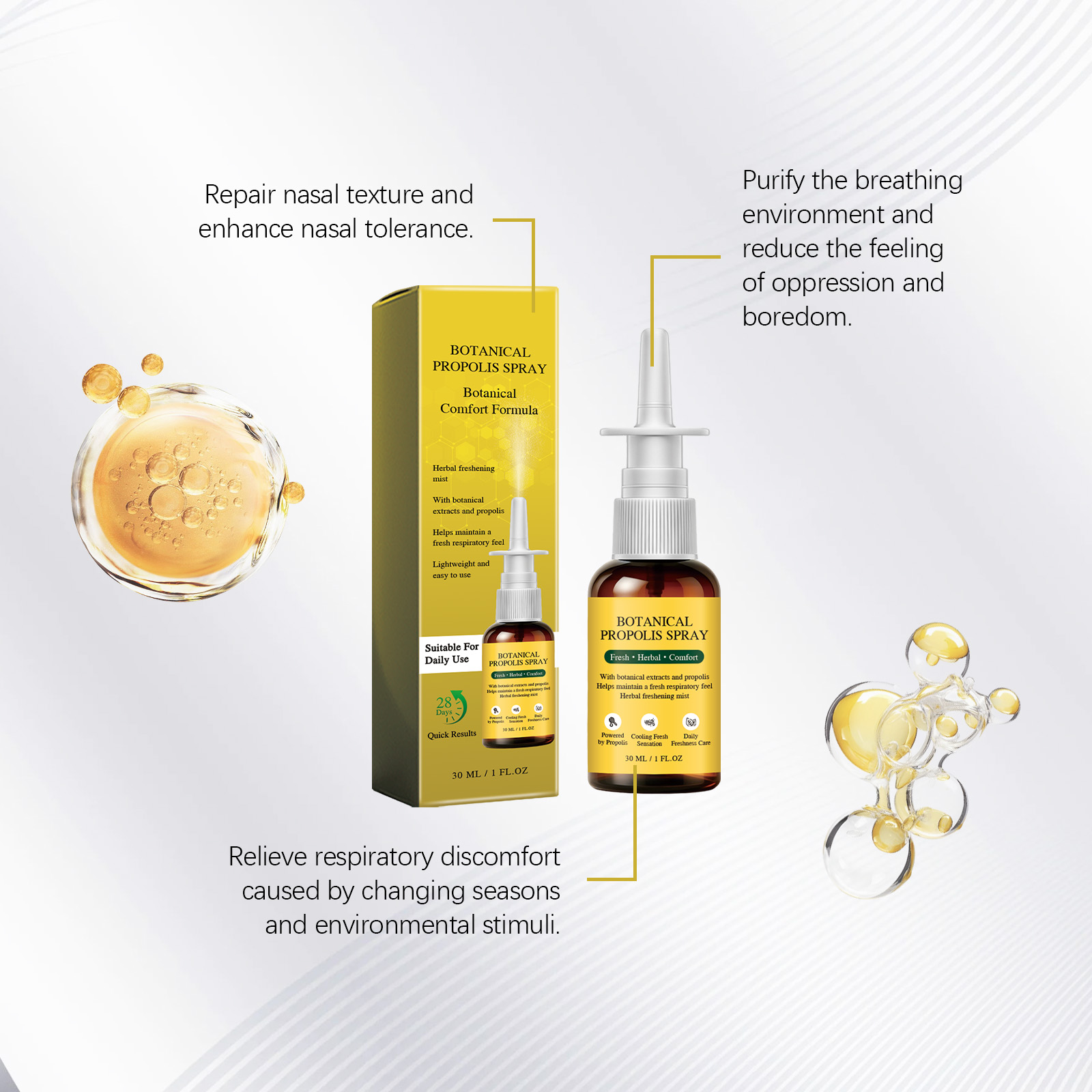 Plant Extract Propolis Spray Contains Multiple Botanical Essences Mild Cleansing Moisturizing Nose Daily Care Portable For Regular Use