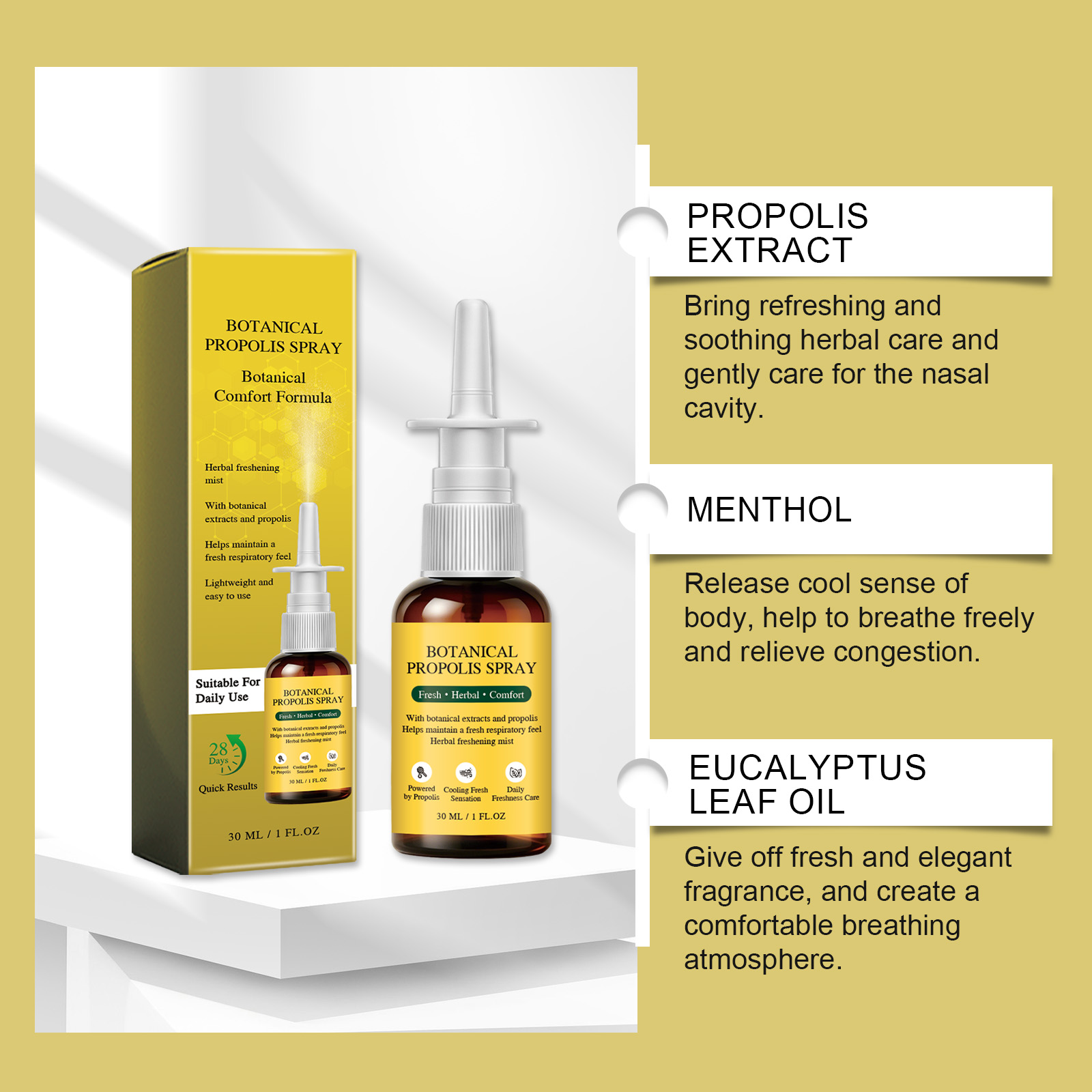 Plant Extract Propolis Spray Contains Multiple Botanical Essences Mild Cleansing Moisturizing Nose Daily Care Portable For Regular Use