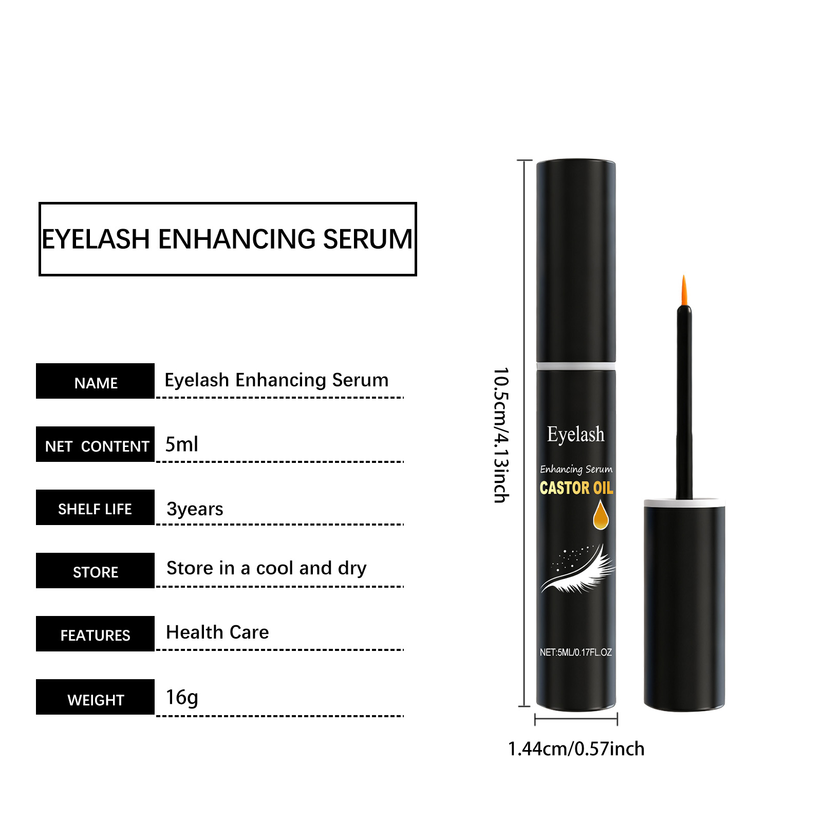 Eyelash Serum Natural Charming Curling Shaping Light Smooth Anti Smudge Jet Black Glossy Eye Makeup