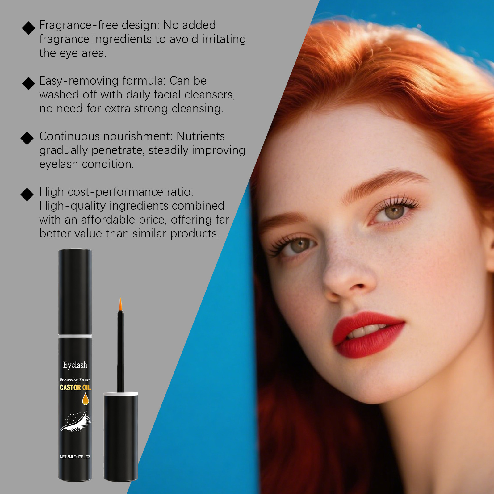 Eyelash Serum Natural Charming Curling Shaping Light Smooth Anti Smudge Jet Black Glossy Eye Makeup
