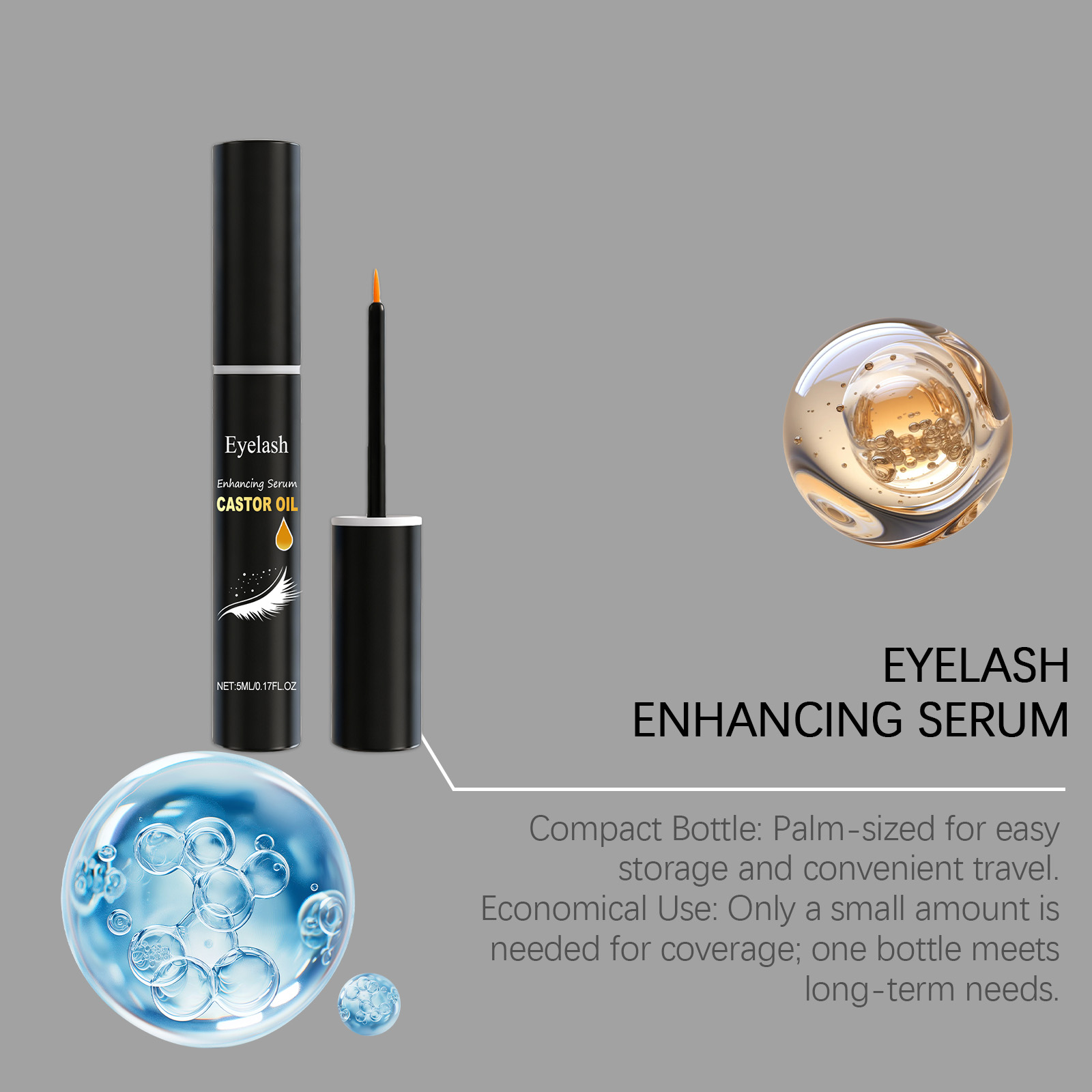 Eyelash Serum Natural Charming Curling Shaping Light Smooth Anti Smudge Jet Black Glossy Eye Makeup