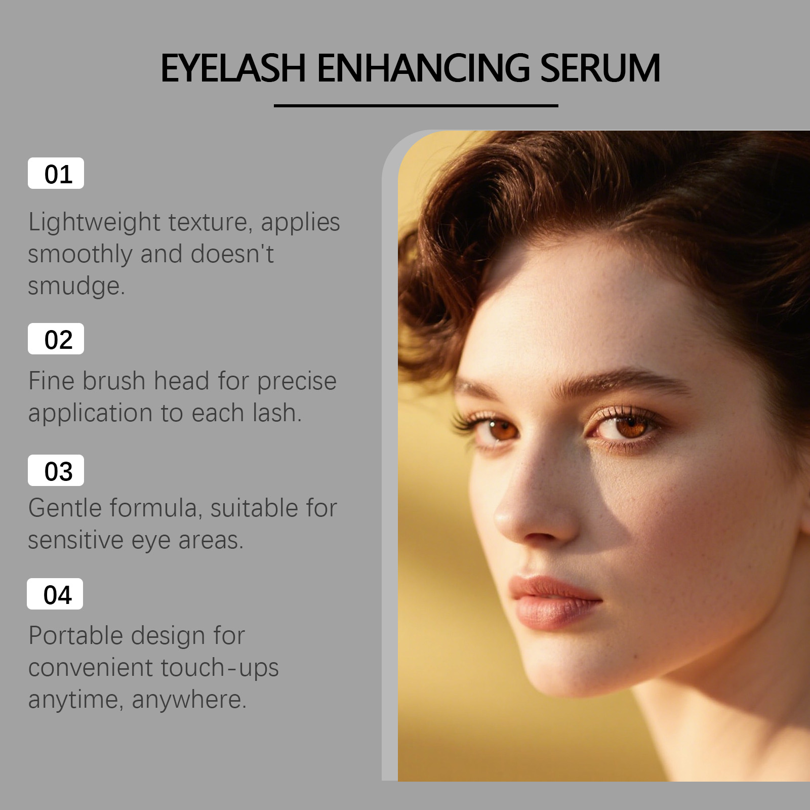 Eyelash Serum Natural Charming Curling Shaping Light Smooth Anti Smudge Jet Black Glossy Eye Makeup