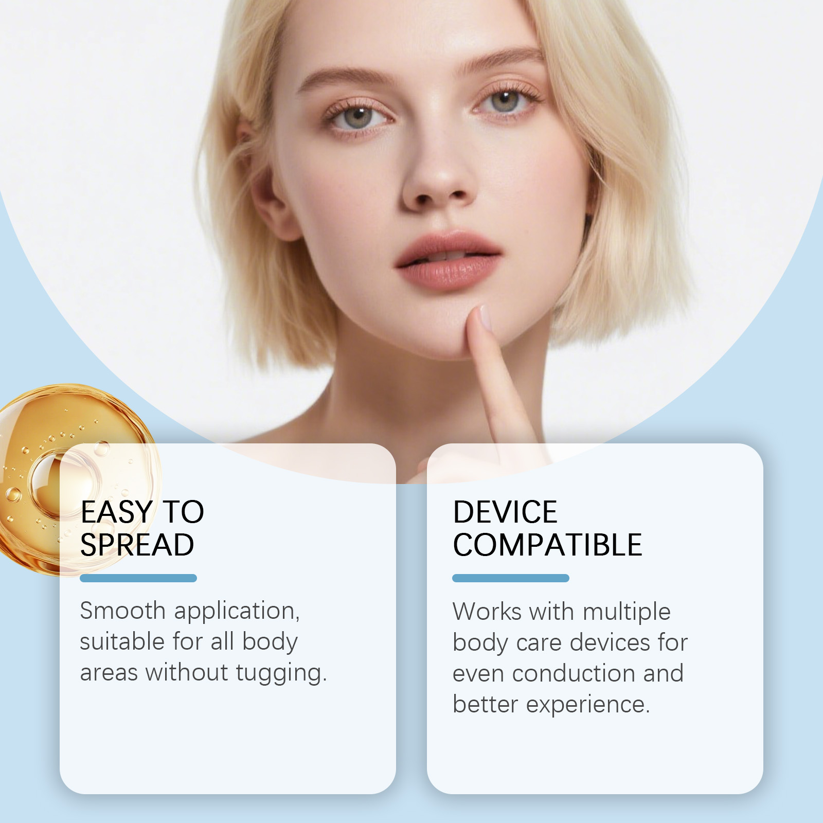 Conductive Gel Smooth Coating Device Compatible Light Texture Mild Non Sticky Full Body Usable Skin Safe Soft Comfort Clean Fresh