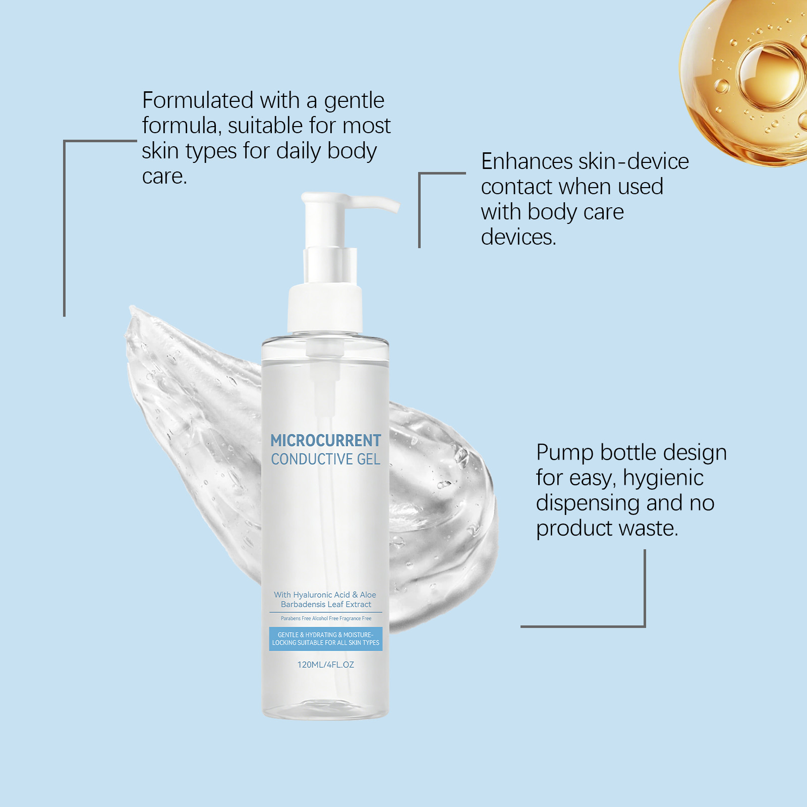 Conductive Gel Smooth Coating Device Compatible Light Texture Mild Non Sticky Full Body Usable Skin Safe Soft Comfort Clean Fresh