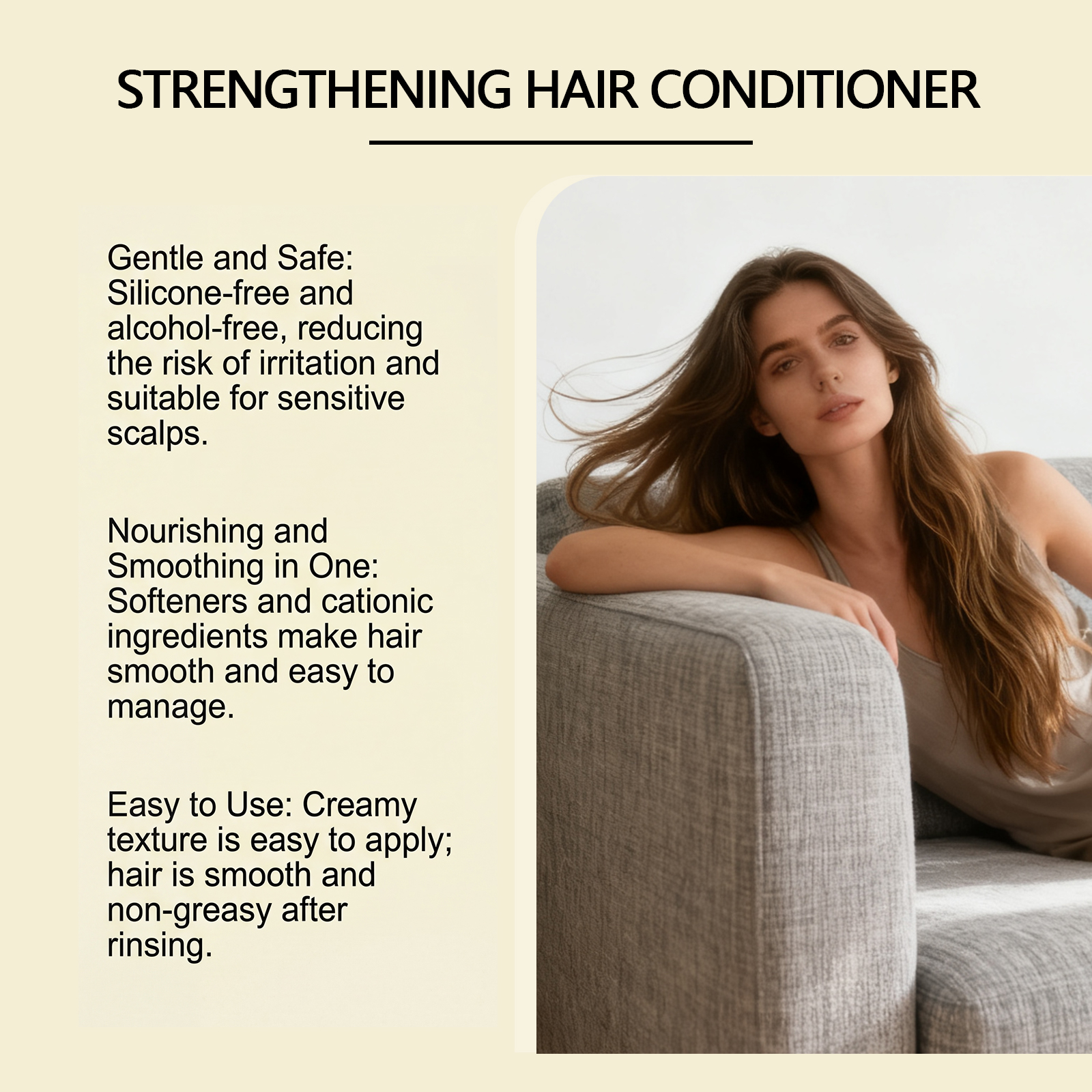 Moisturizing Hair Conditioner Mild Care Silky Shiny Light Hydration Daily Hair Care For All Hair Types Smooth Nourish Tender Gloss Fresh Soft