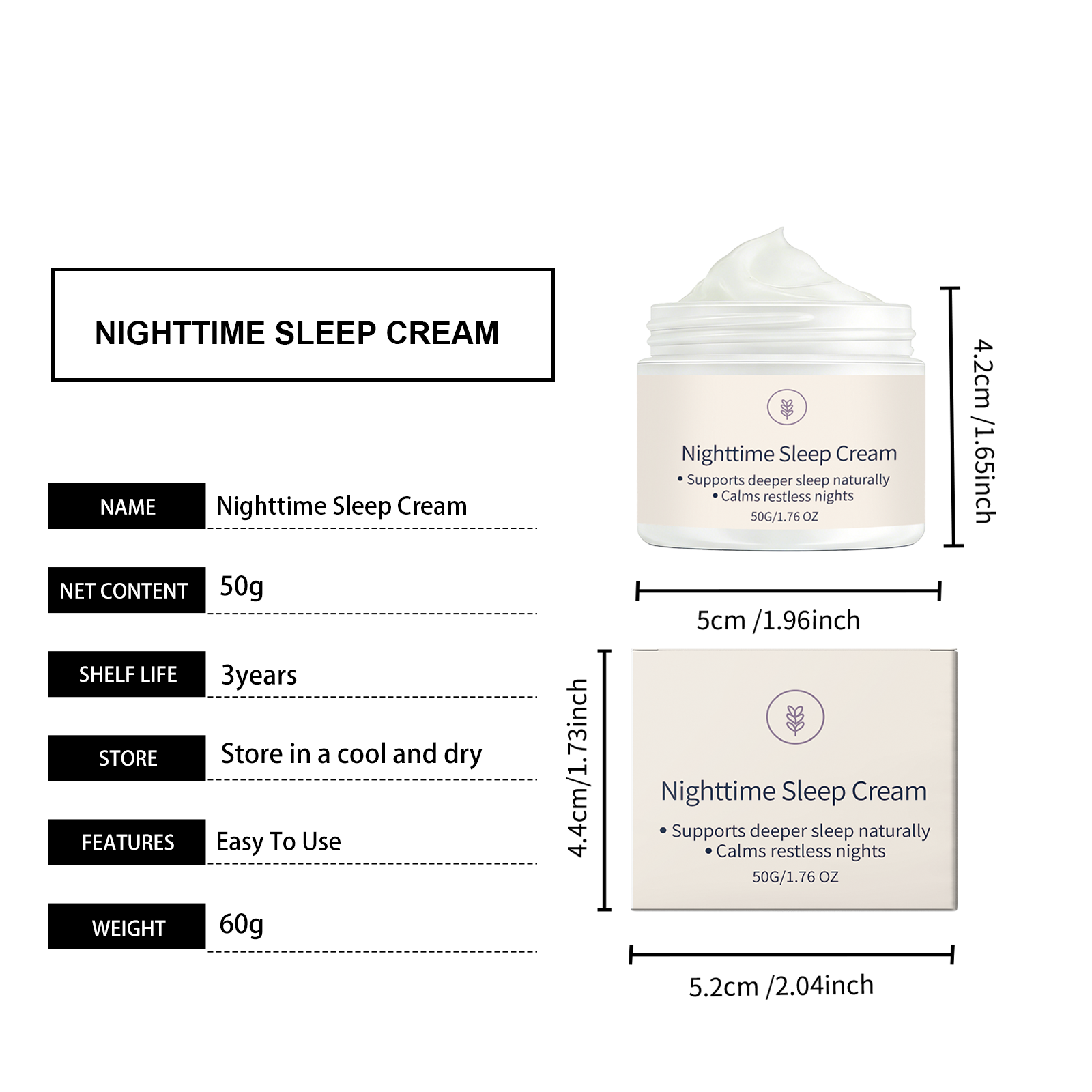 Sleep Comfort Cream Night Gentle Care Nourish Refreshing Moisturize Before Bed Apply Massage Treat Body Skin