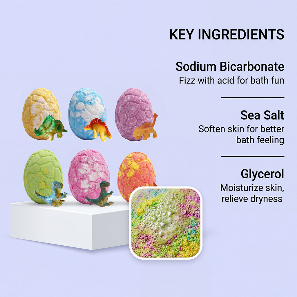 Dinosaur Bath Bomb Fun Mild Foaming Fresh Fragrance Formula Clean Whole Body Skin