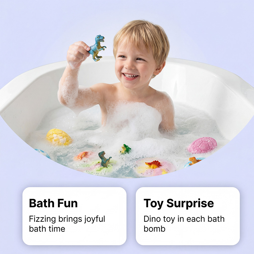 Dinosaur Bath Bomb Fun Mild Foaming Fresh Fragrance Formula Clean Whole Body Skin