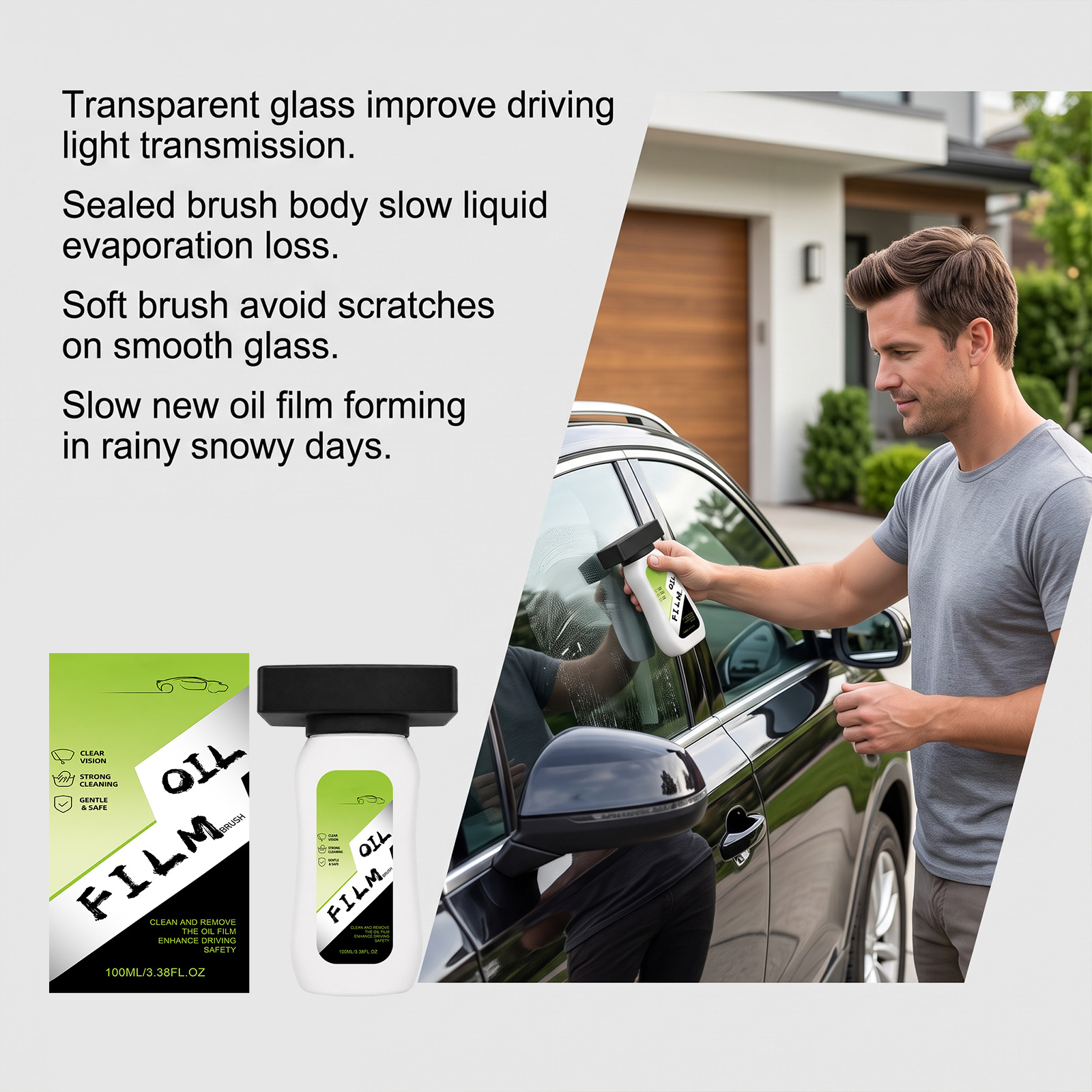 Glass Oil Film Cleaning Brush Automobile Windshield Window Maintenance Decontamination Renovation Portable Cleaner Tool